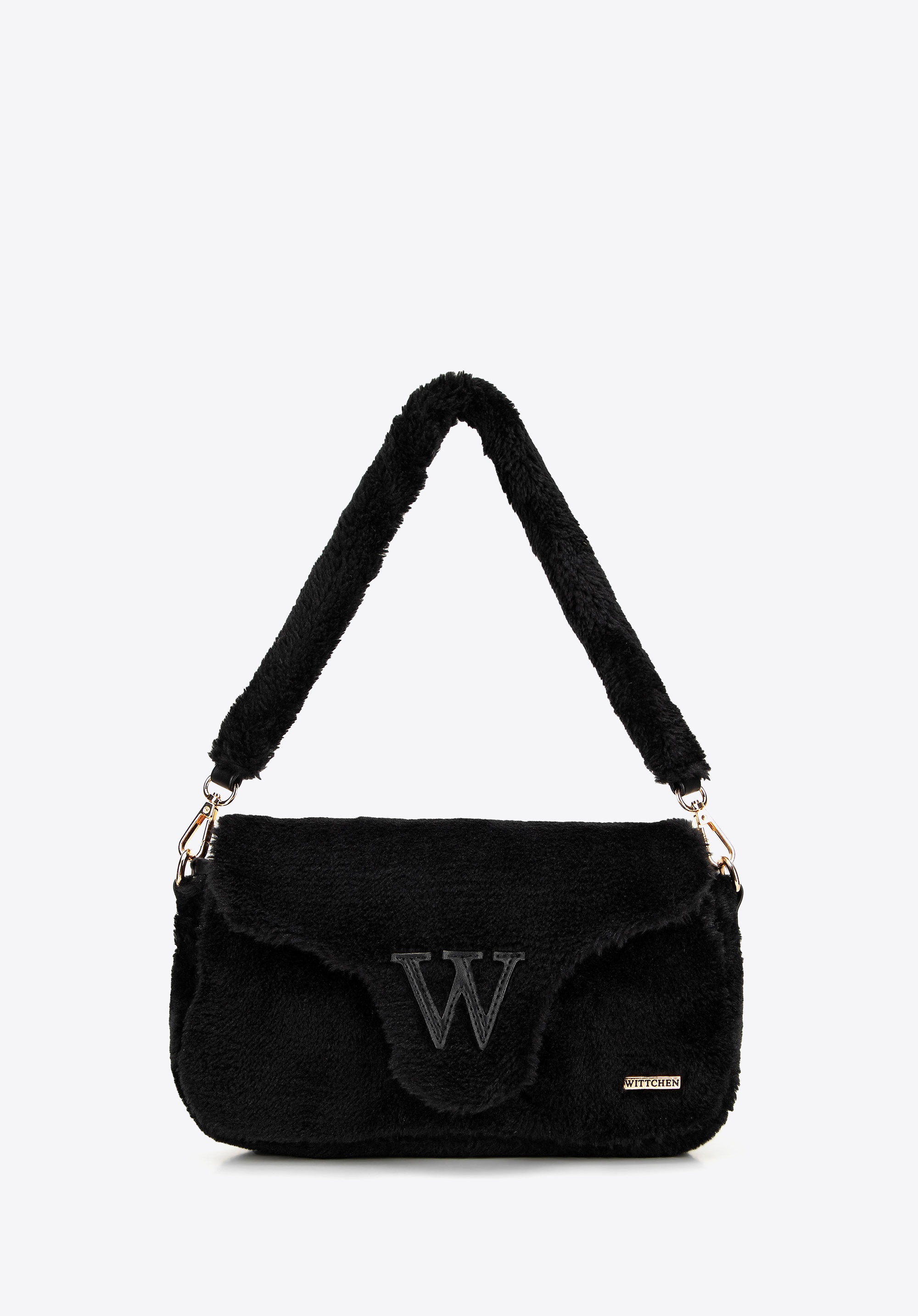 Damska listonoszka z futerkiem czarna