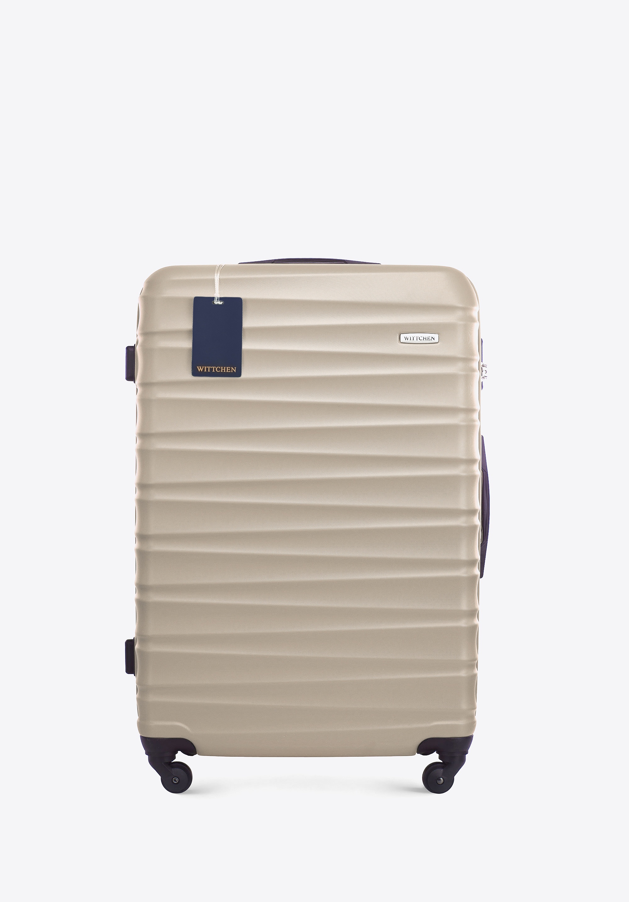 Duża walizka z ABS-u i identyfikator z logo WITTCHEN beżowa