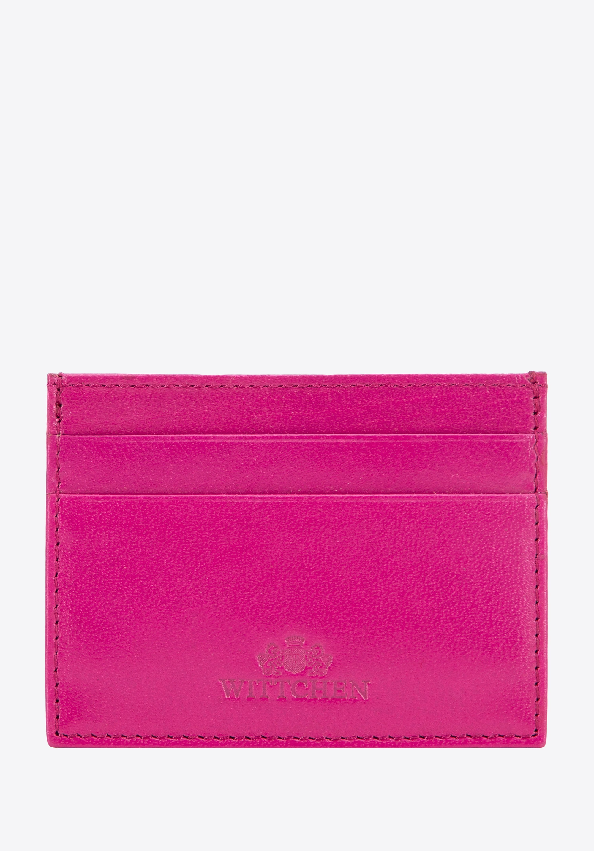 Etui na karty kredytowe z gładkiej skóry fuksja