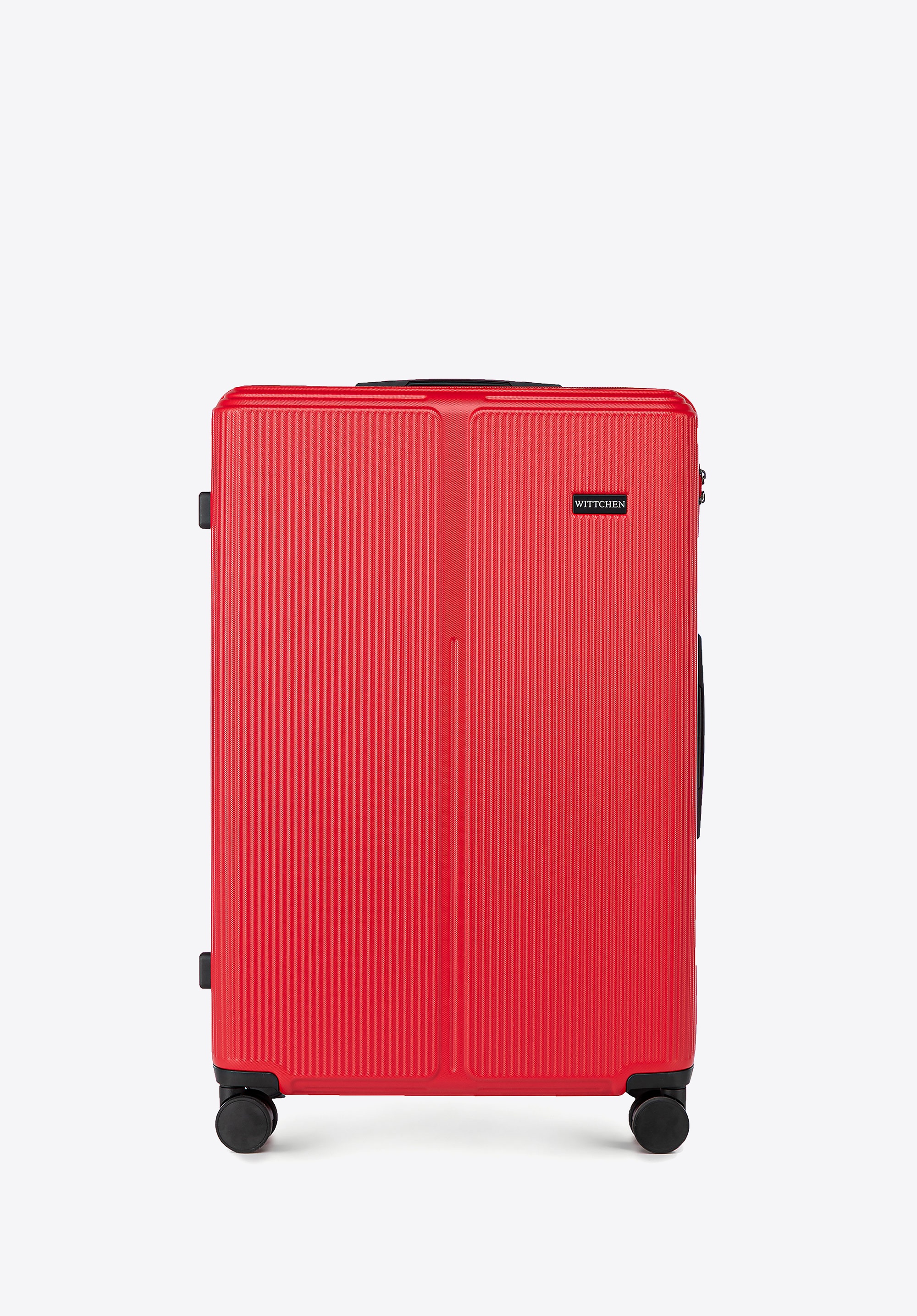 Duża walizka z ABS-u w drobne paski czerwona