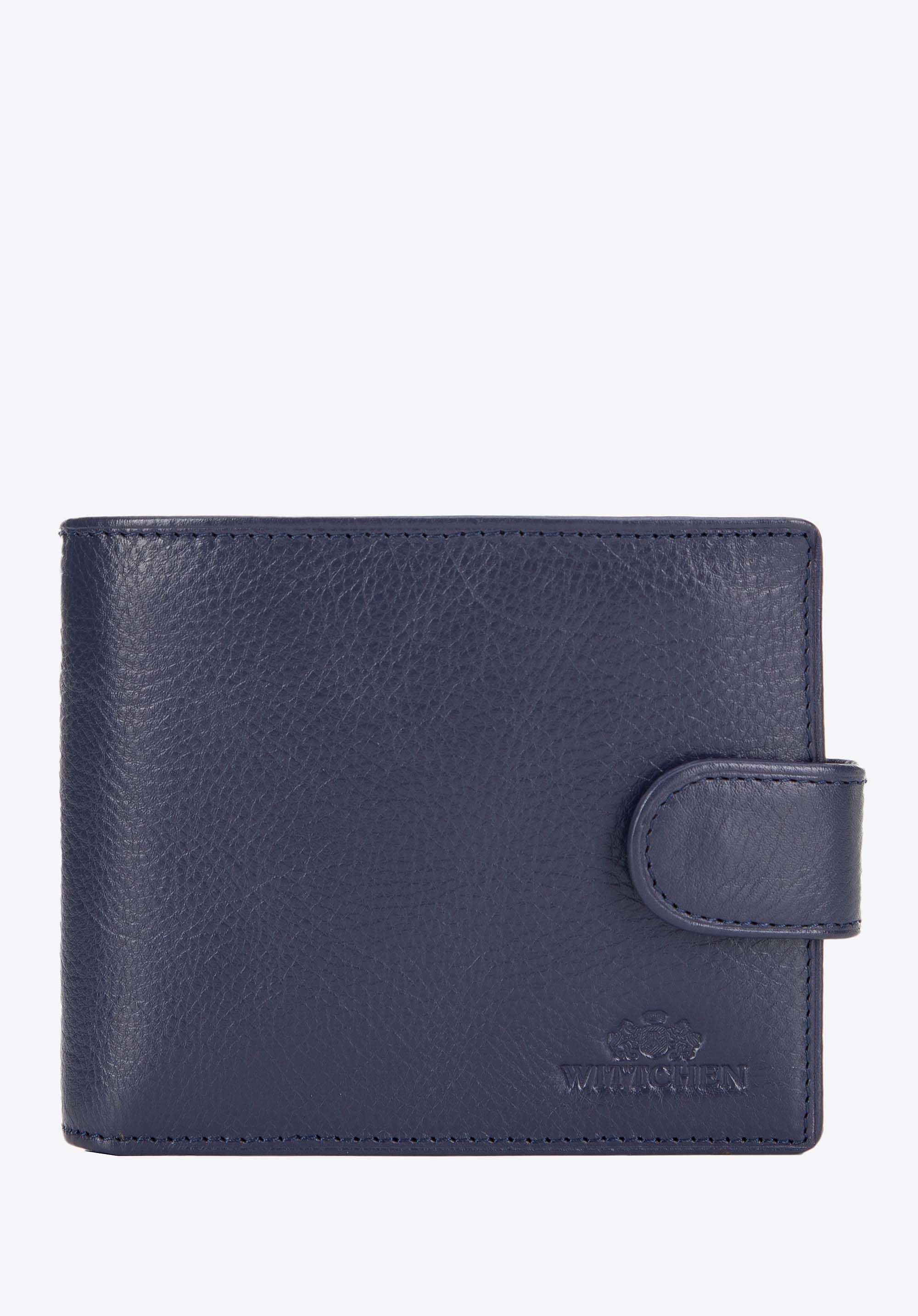 Męski portfel skórzany prosty granatowy