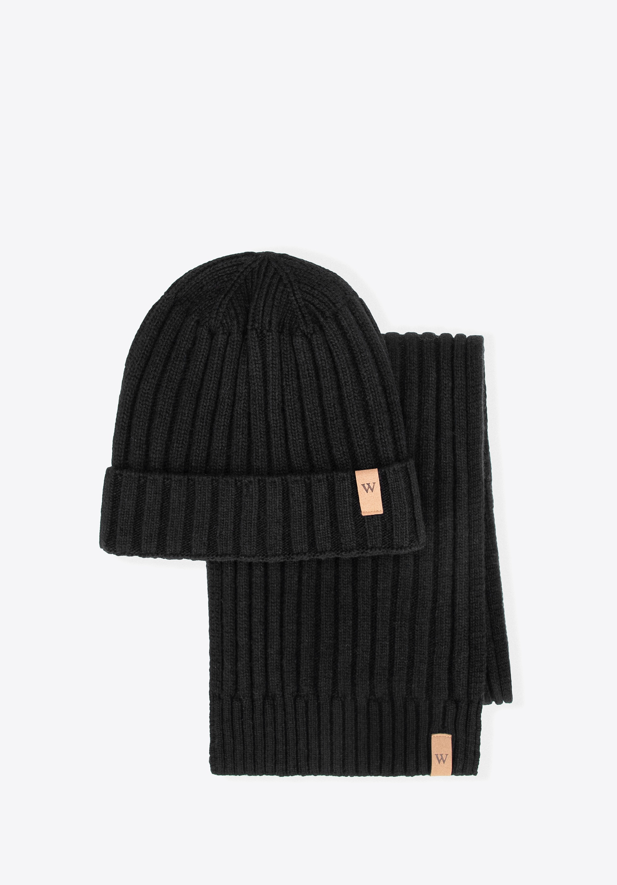 Męski zestaw zimowy z wełną czarny