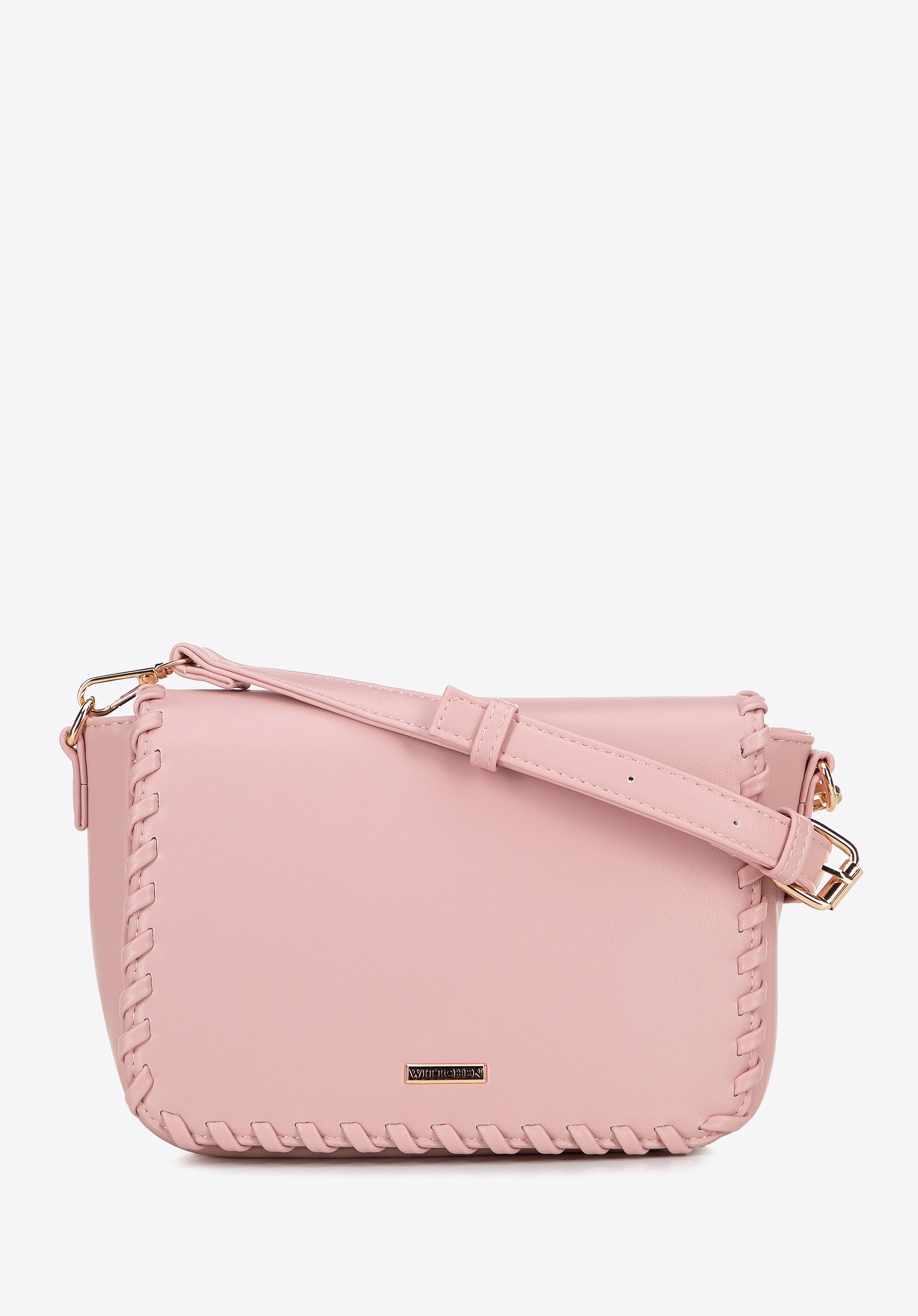 Damska crossbody z obszytą klapą różowa