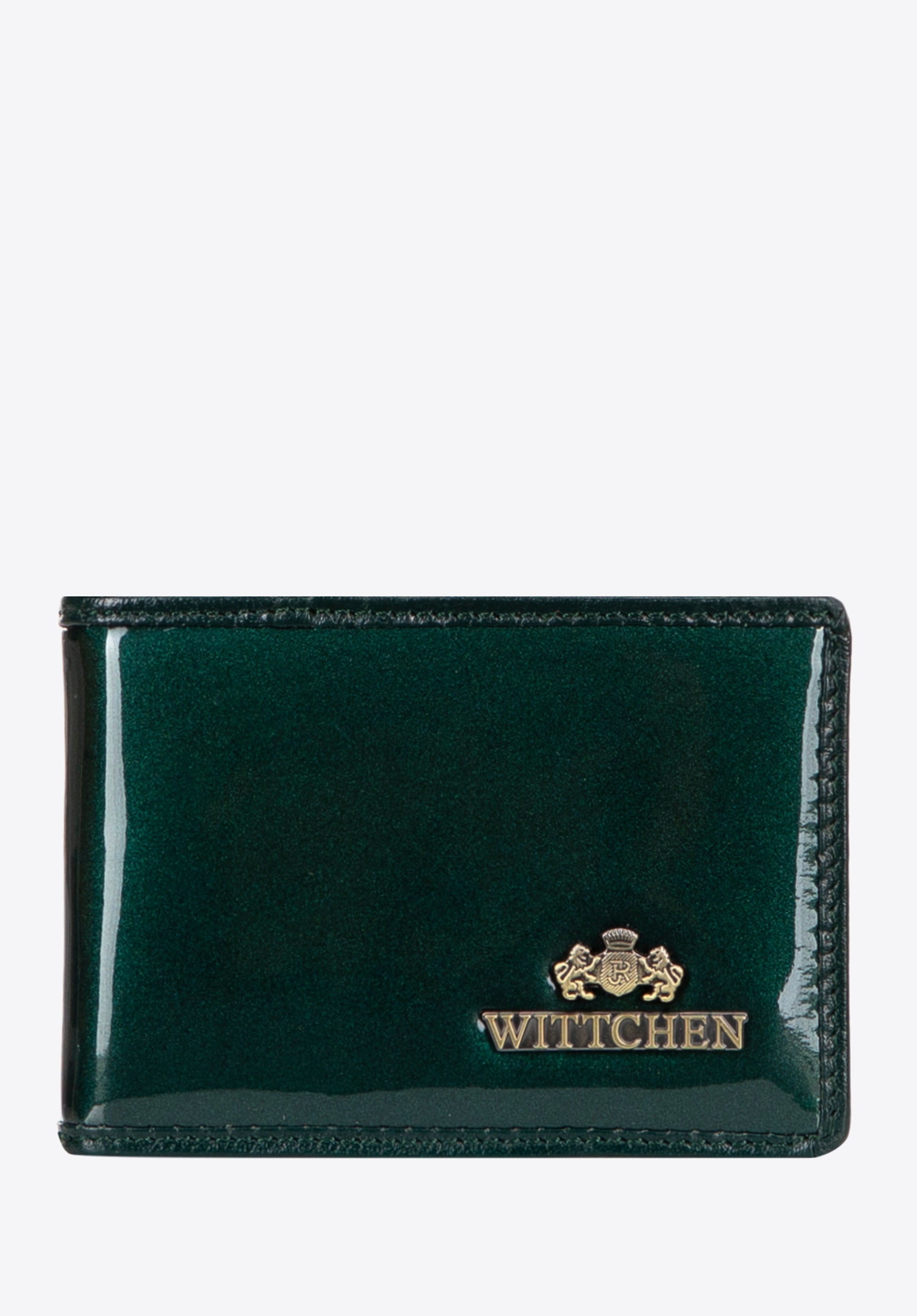 Etui na karty ze skóry lakierowanej zielone