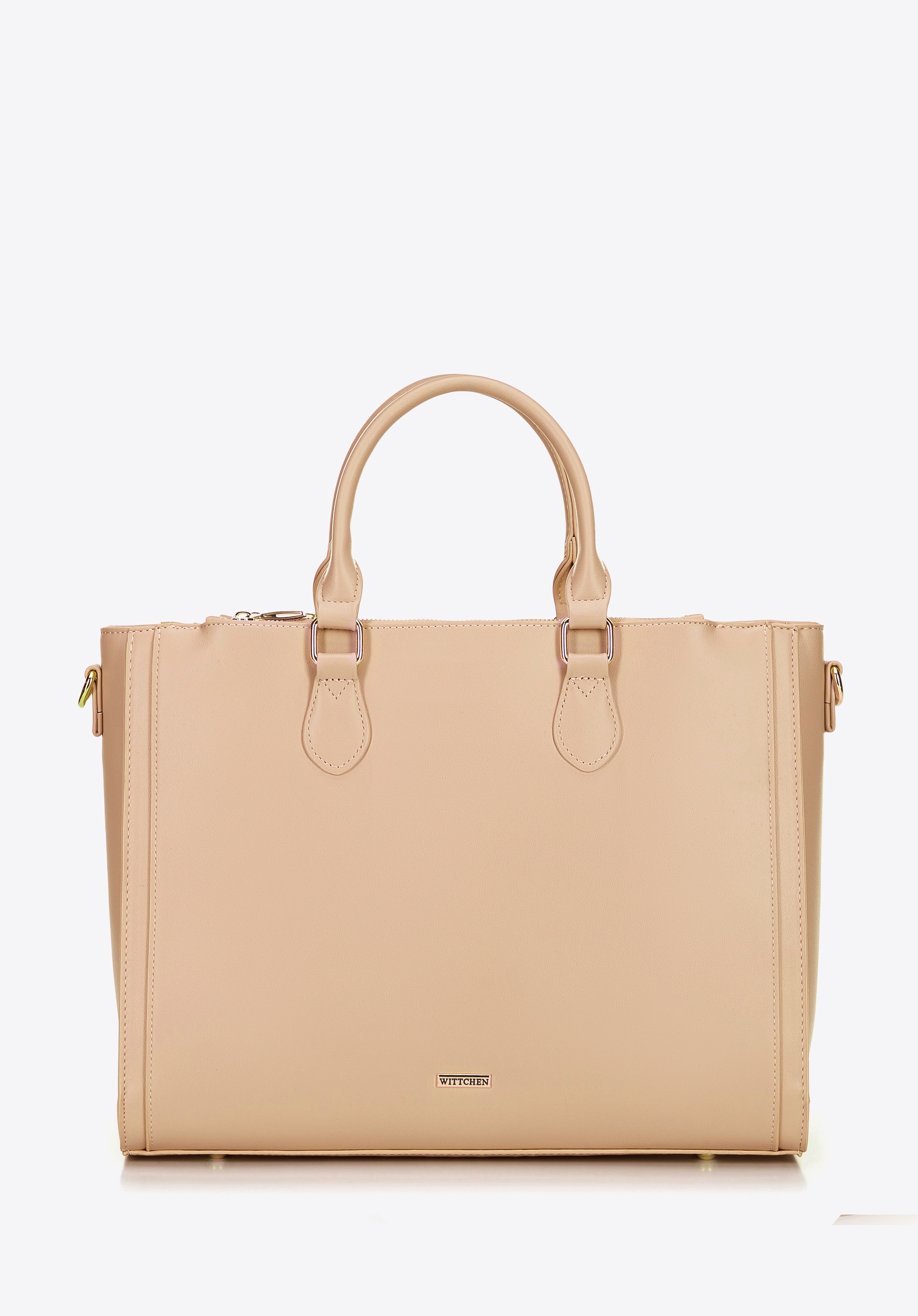 Damska torba na laptopa 14,5” z imitacji skóry beżowa