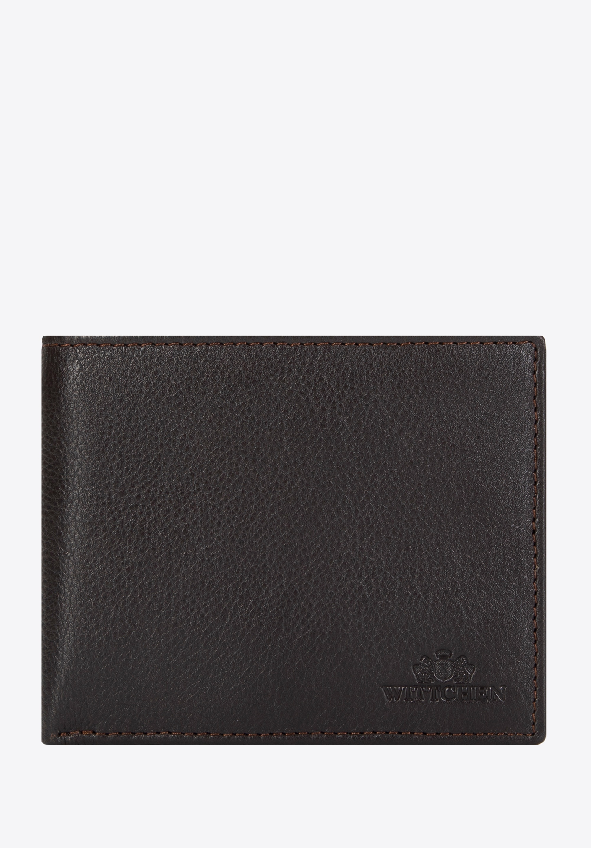 Męski portfel skórzany groszkowy brązowy