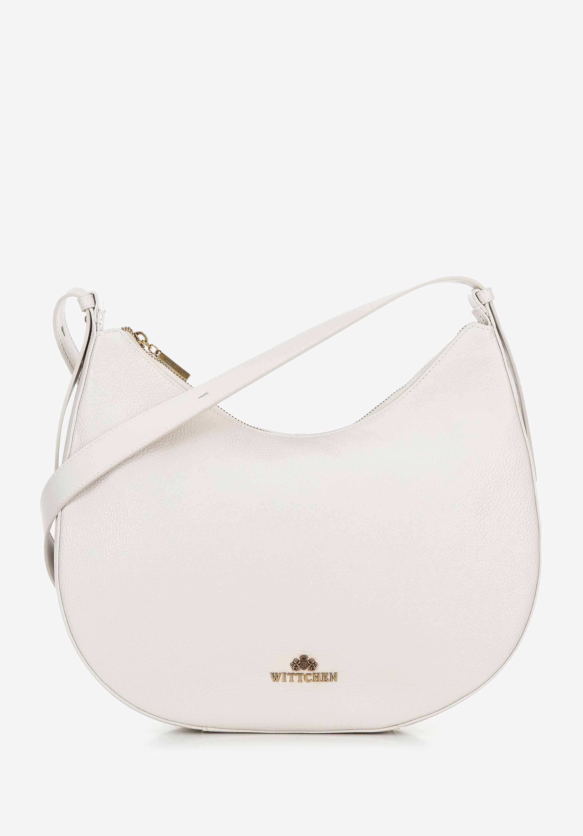 Skórzana torebka na ramię duża kremowa