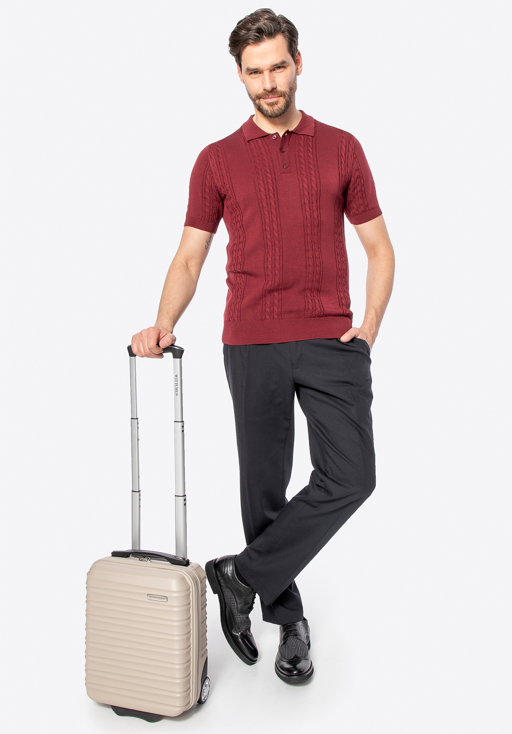 Walizka kabinowa z ABS-u z żebrowaniem beżowa