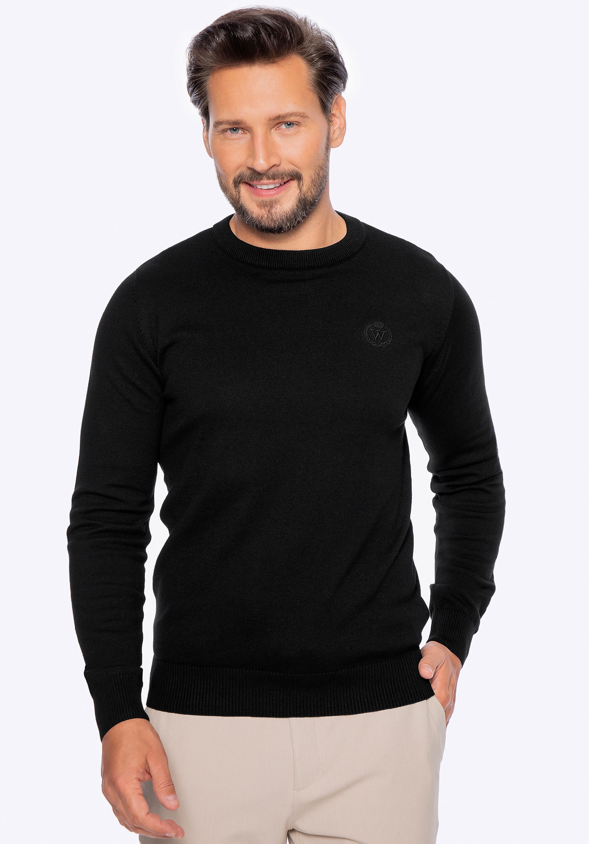 Sweter męski z bawełny czarny