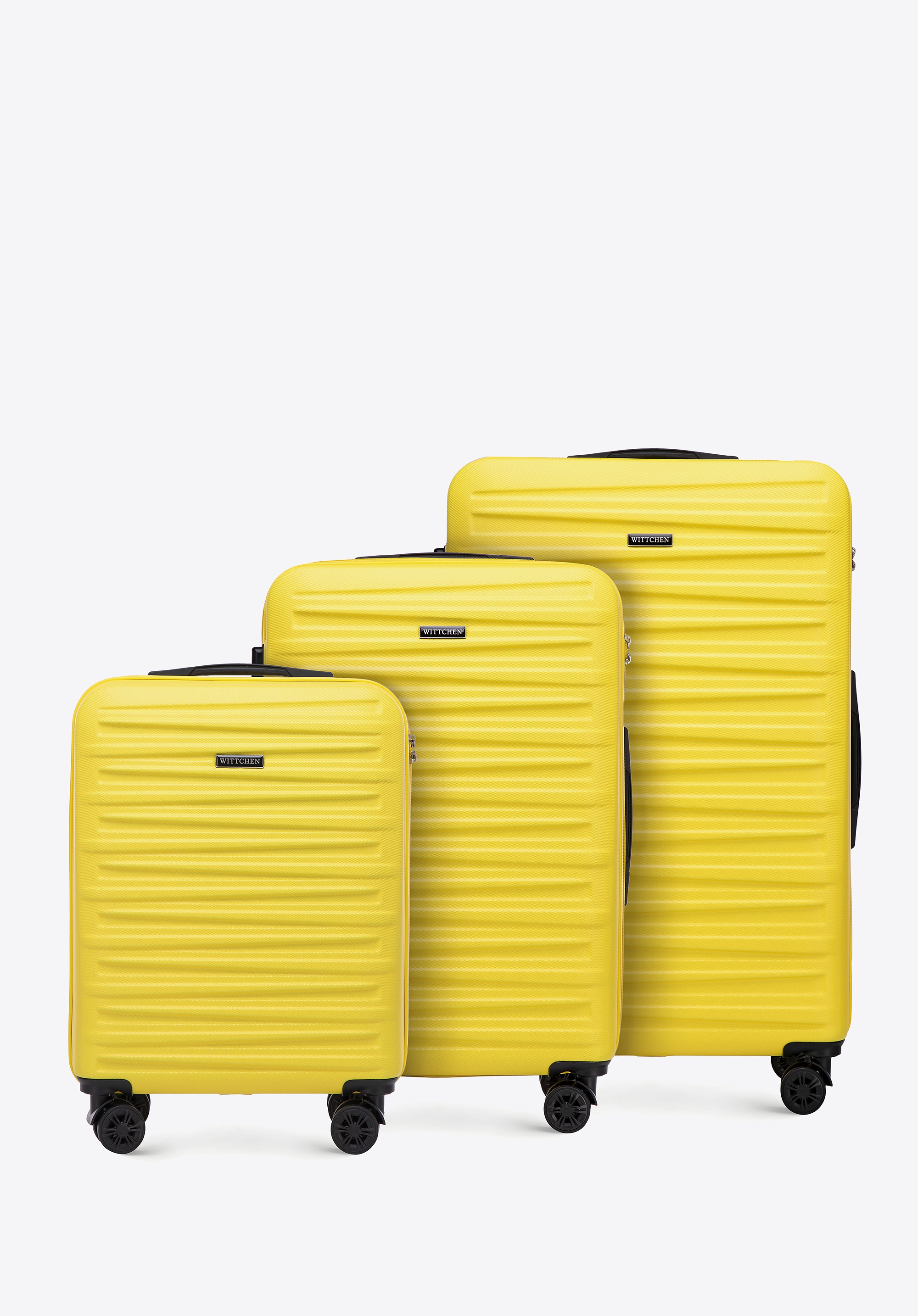 Zestaw walizek z ABS-u w poziome tłoczenie żółty