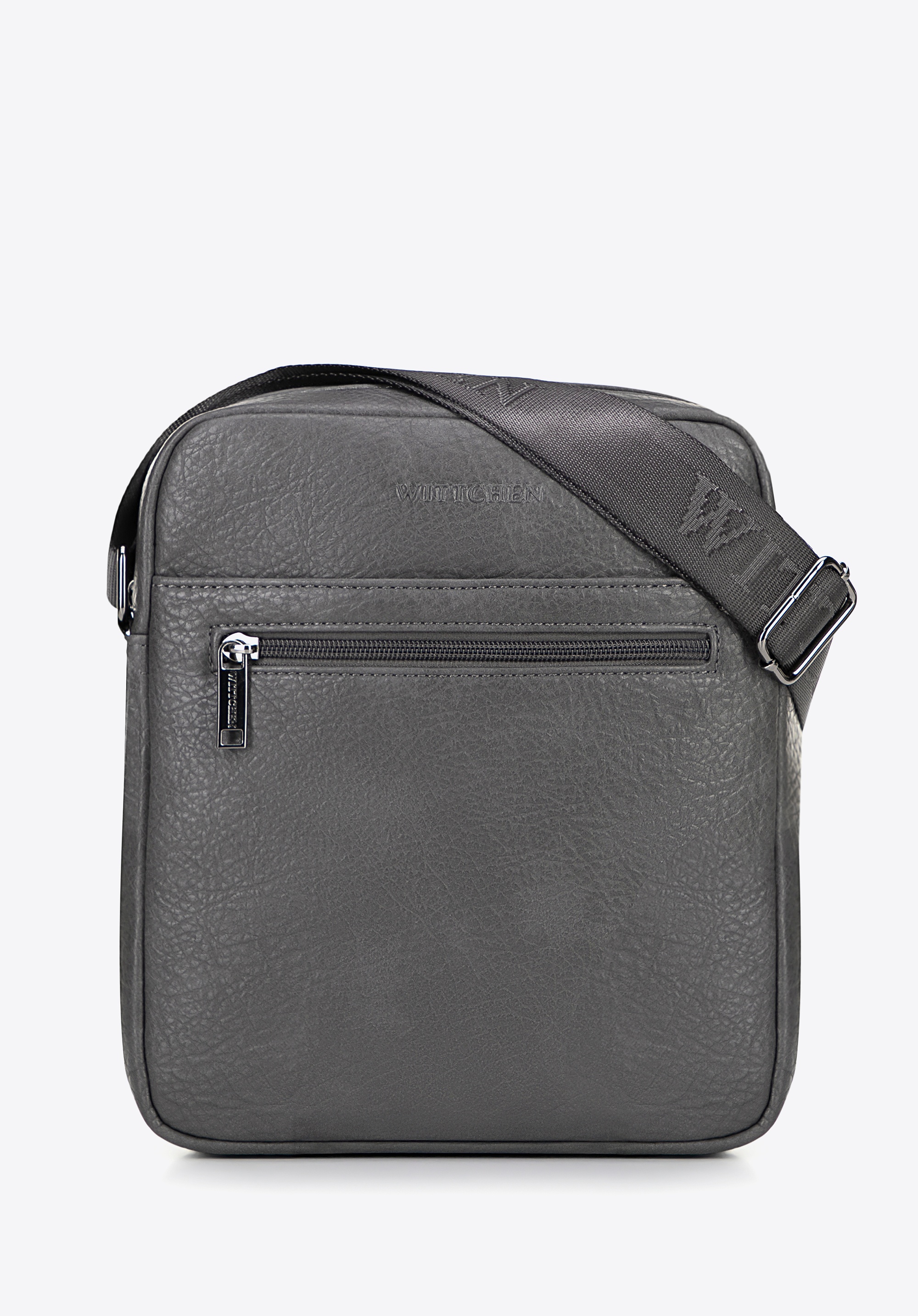 Listonoszka z imitacji skóry z regulowanym paskiem szara