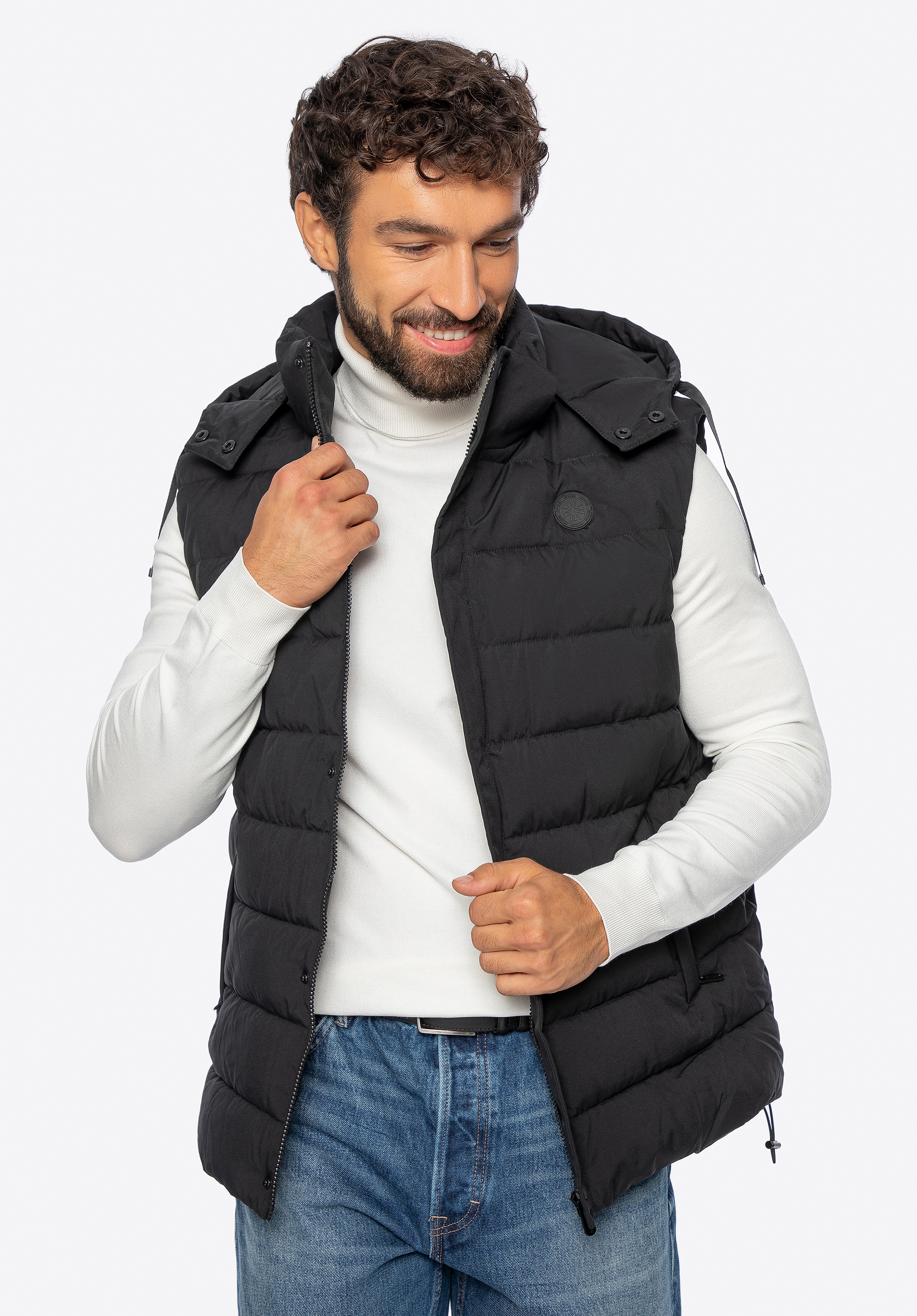 Męska kamizelka puchowa z kapturem czarna