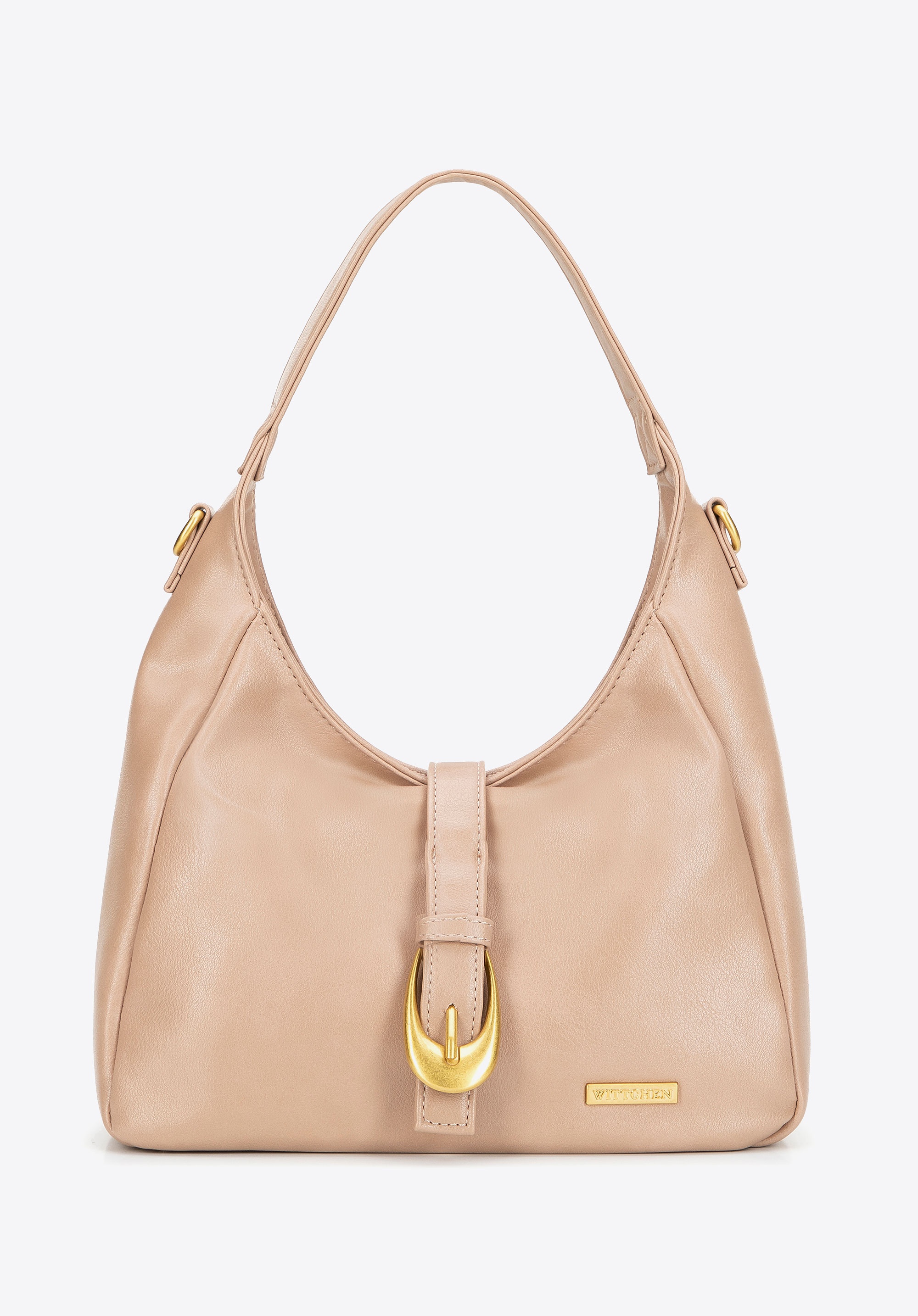 Damska listonoszka z ekoskóry z podwójnym zapięciem beżowa