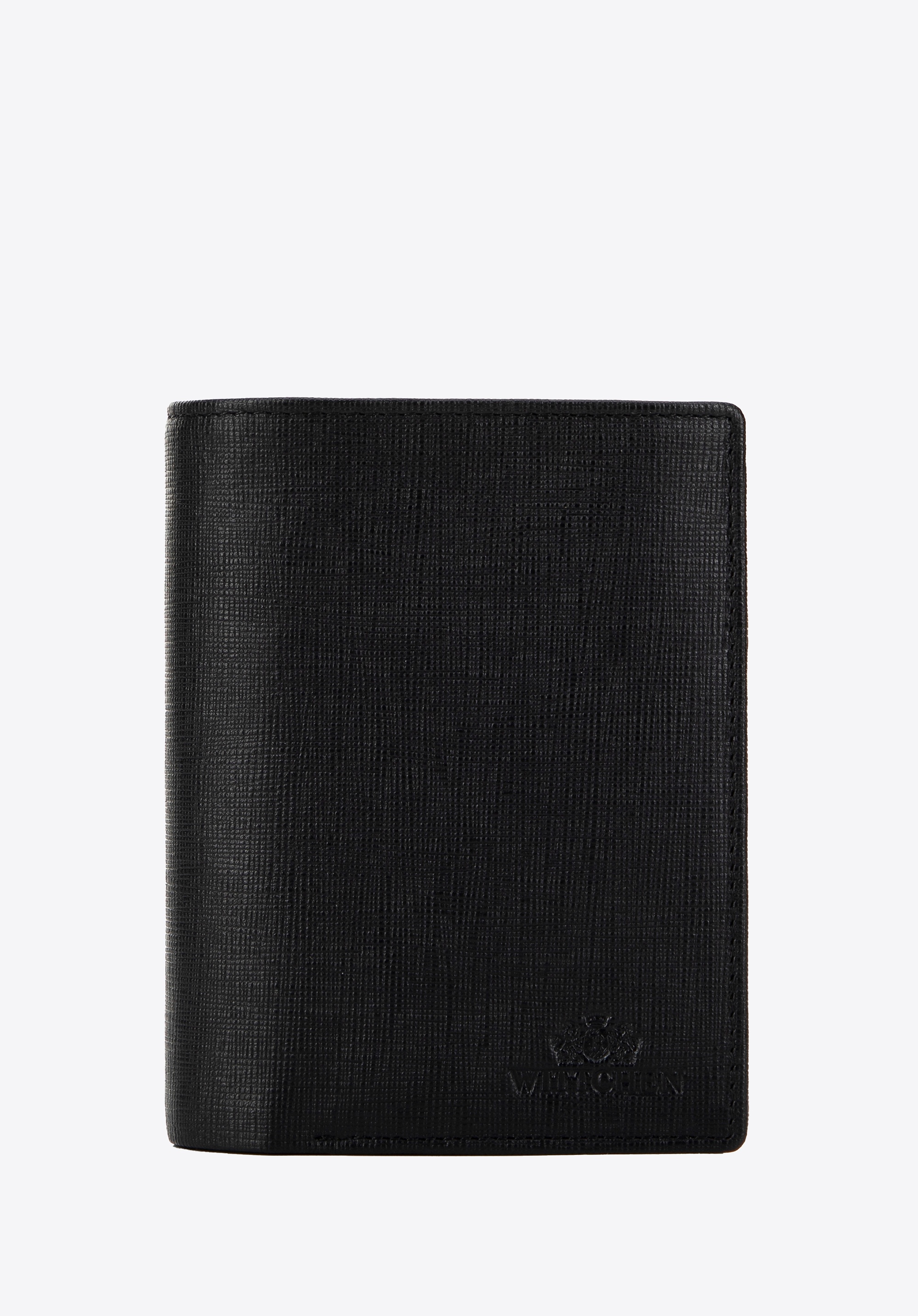 Męski portfel ze skóry naturalnej o fakturze saffiano czarny