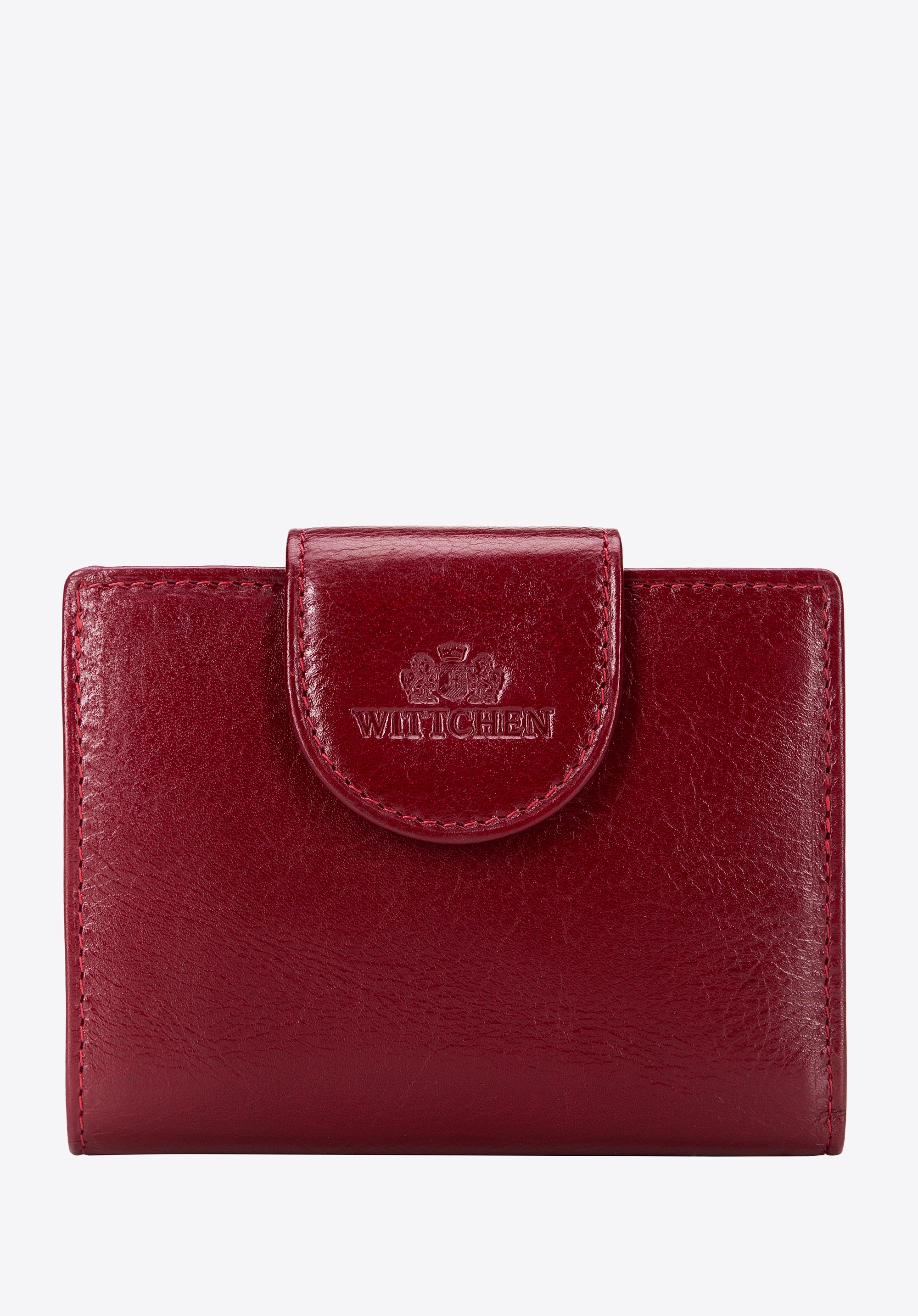 Damska portmonetka skórzana z zapięciem na napę czerwona
