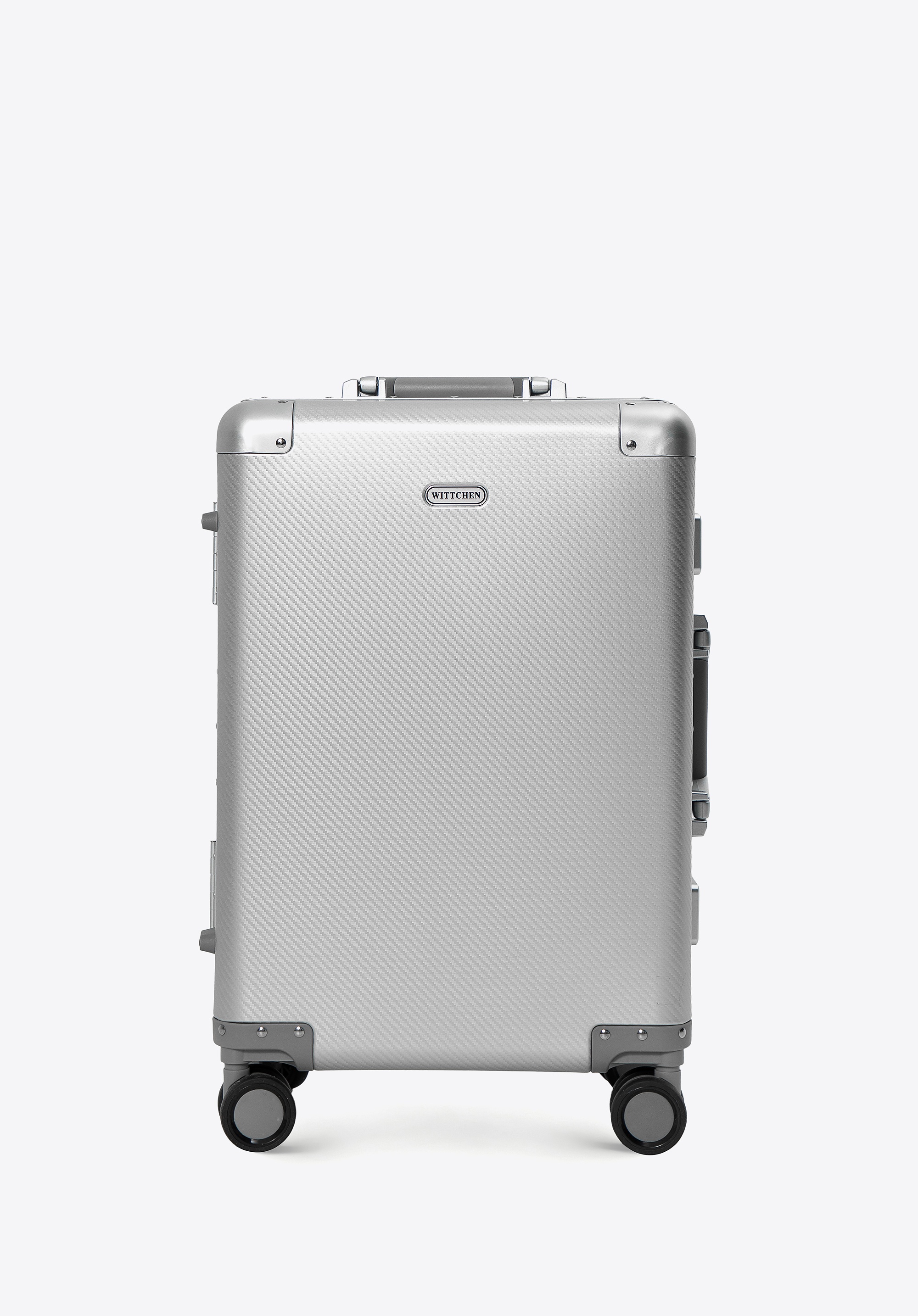 Mała walizka z aluminium na kółkach srebrna