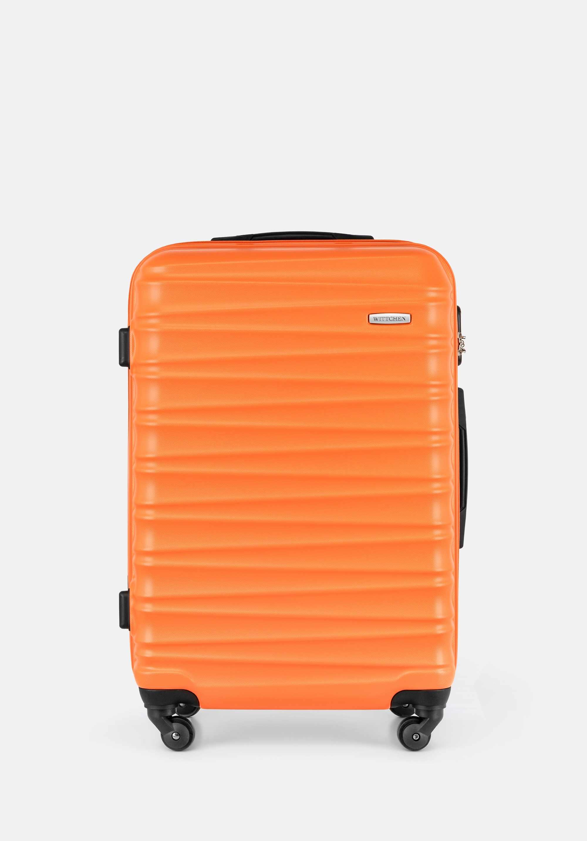 Średnia walizka z ABS-u z żebrowaniem pomarańczowa