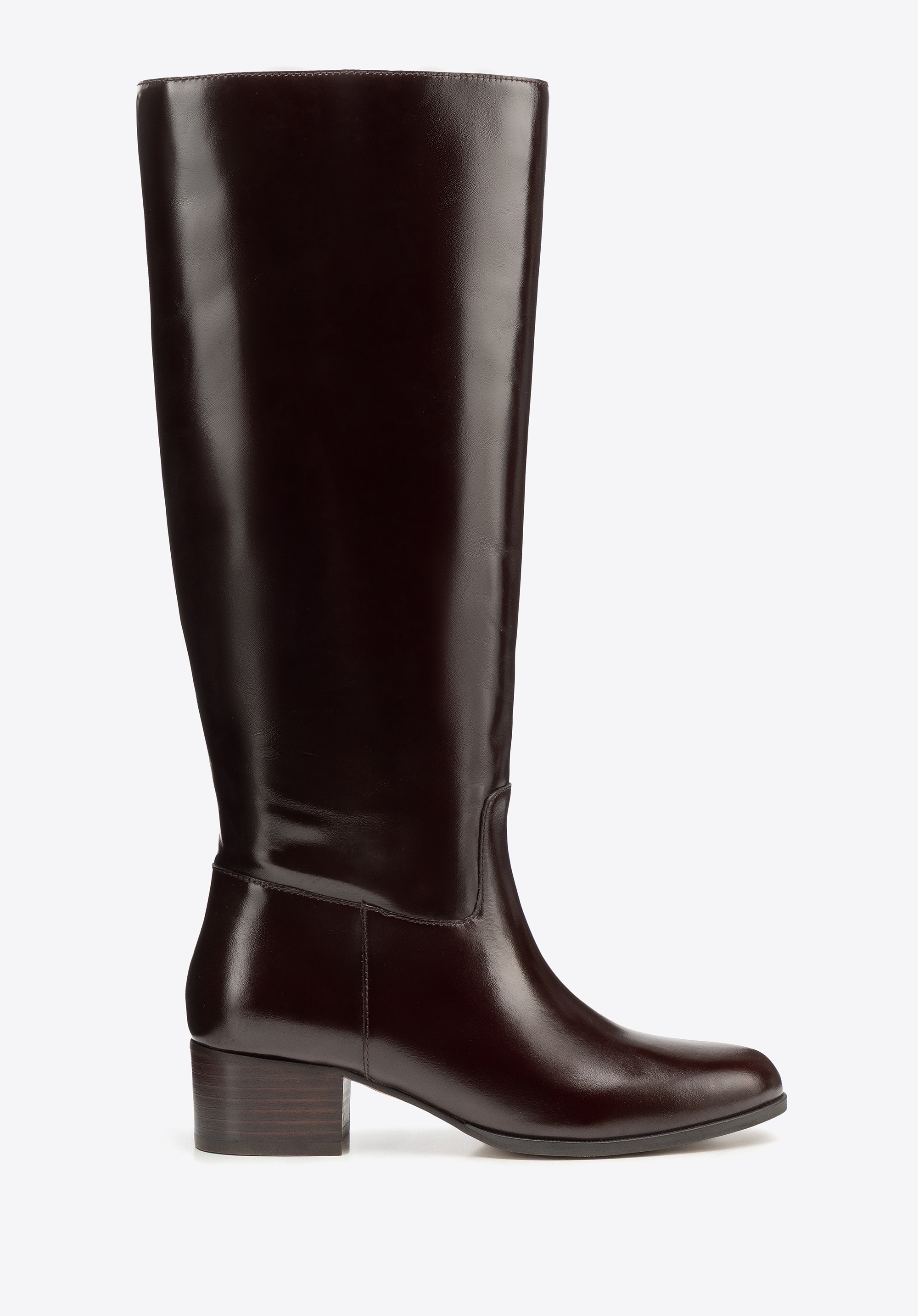 Damskie oficerki ze skóry naturalnej na słupku brązowe