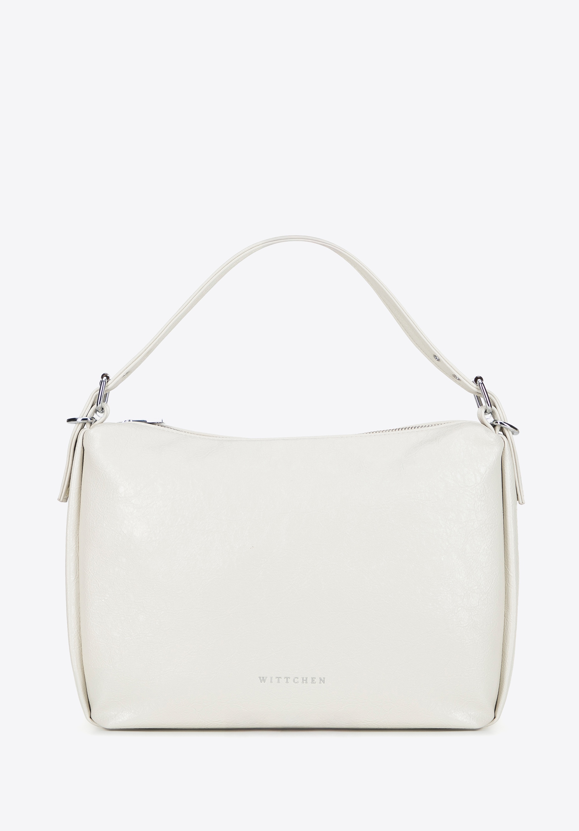 Damska torebka na ramię z imitacji skóry z regulowaną rączką złamana biel