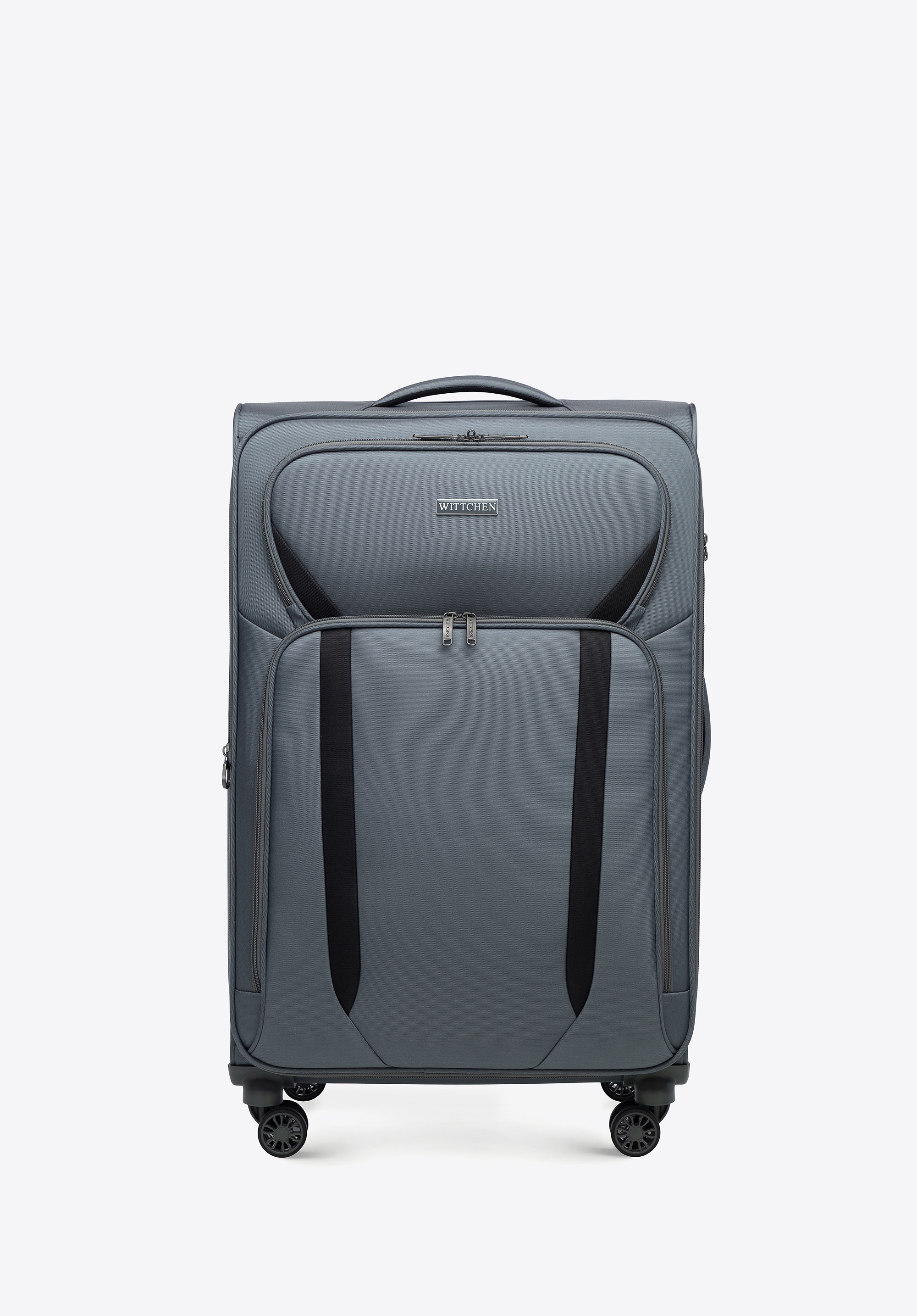 Duża walizka miękka dwukolorowa szaro - czarna