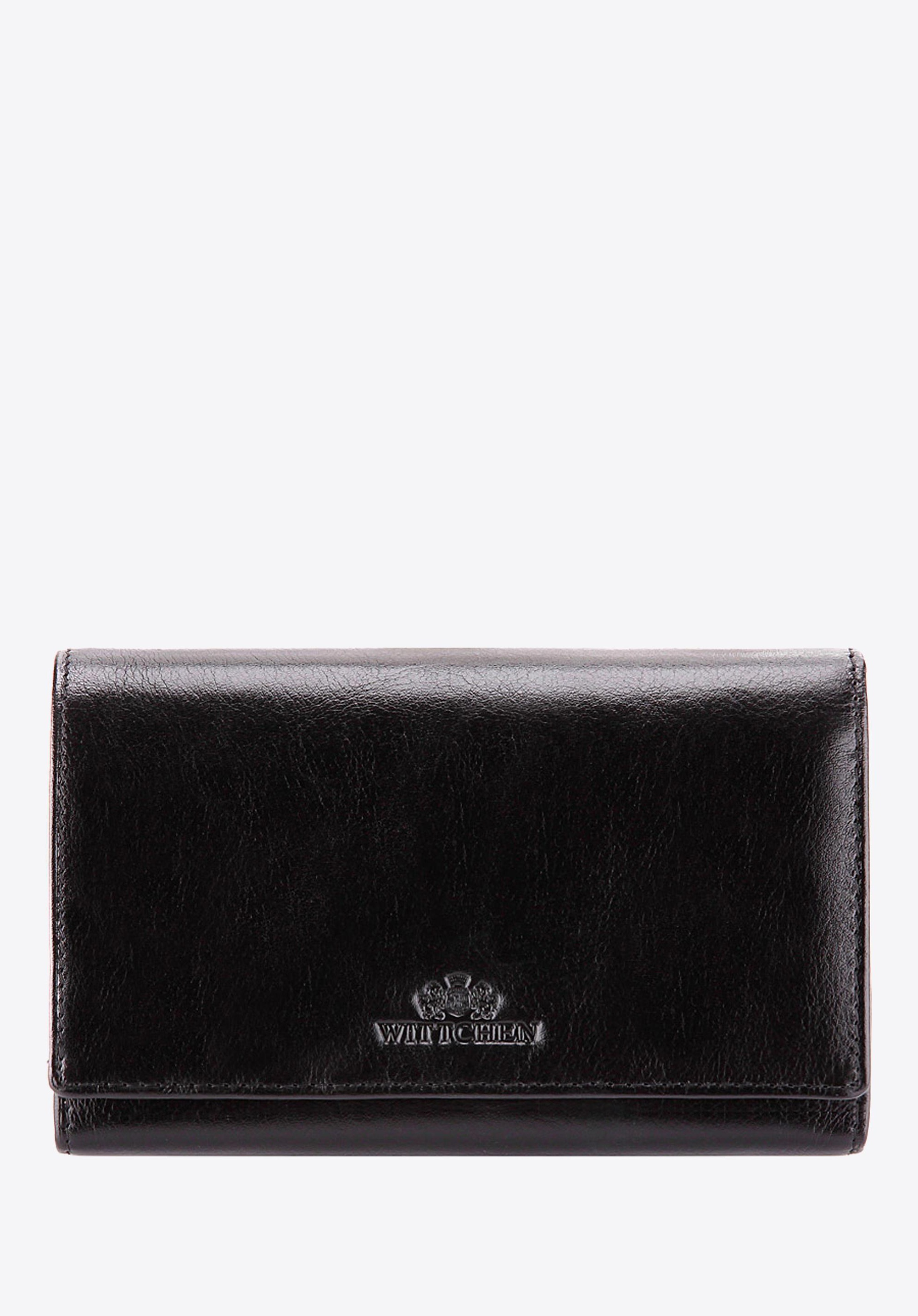 Damski portfel ze skóry z kieszenią na bigiel czarny