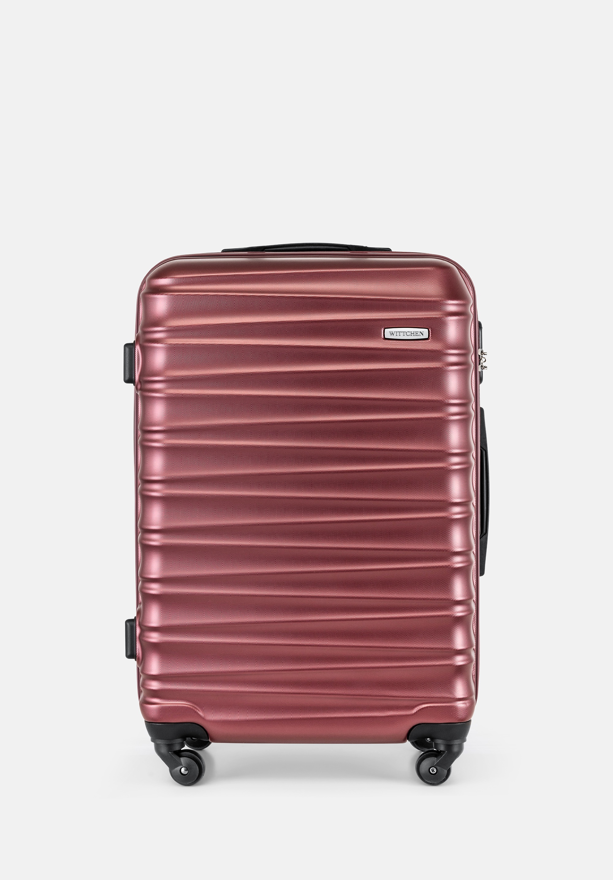 Średnia walizka z ABS-u z żebrowaniem bordowa