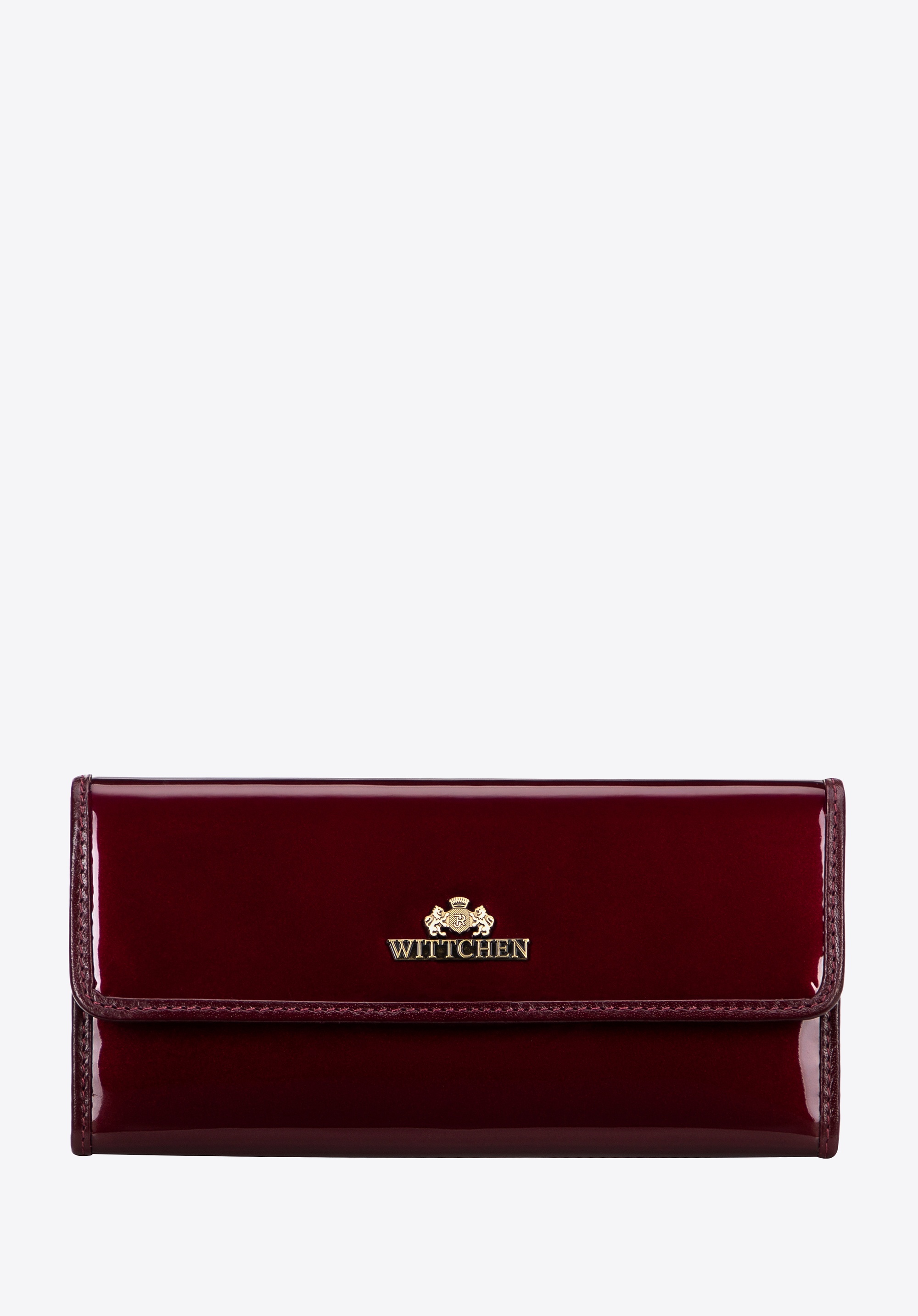 Podłużny portfel damski ze skóry lakierowanej bordowy