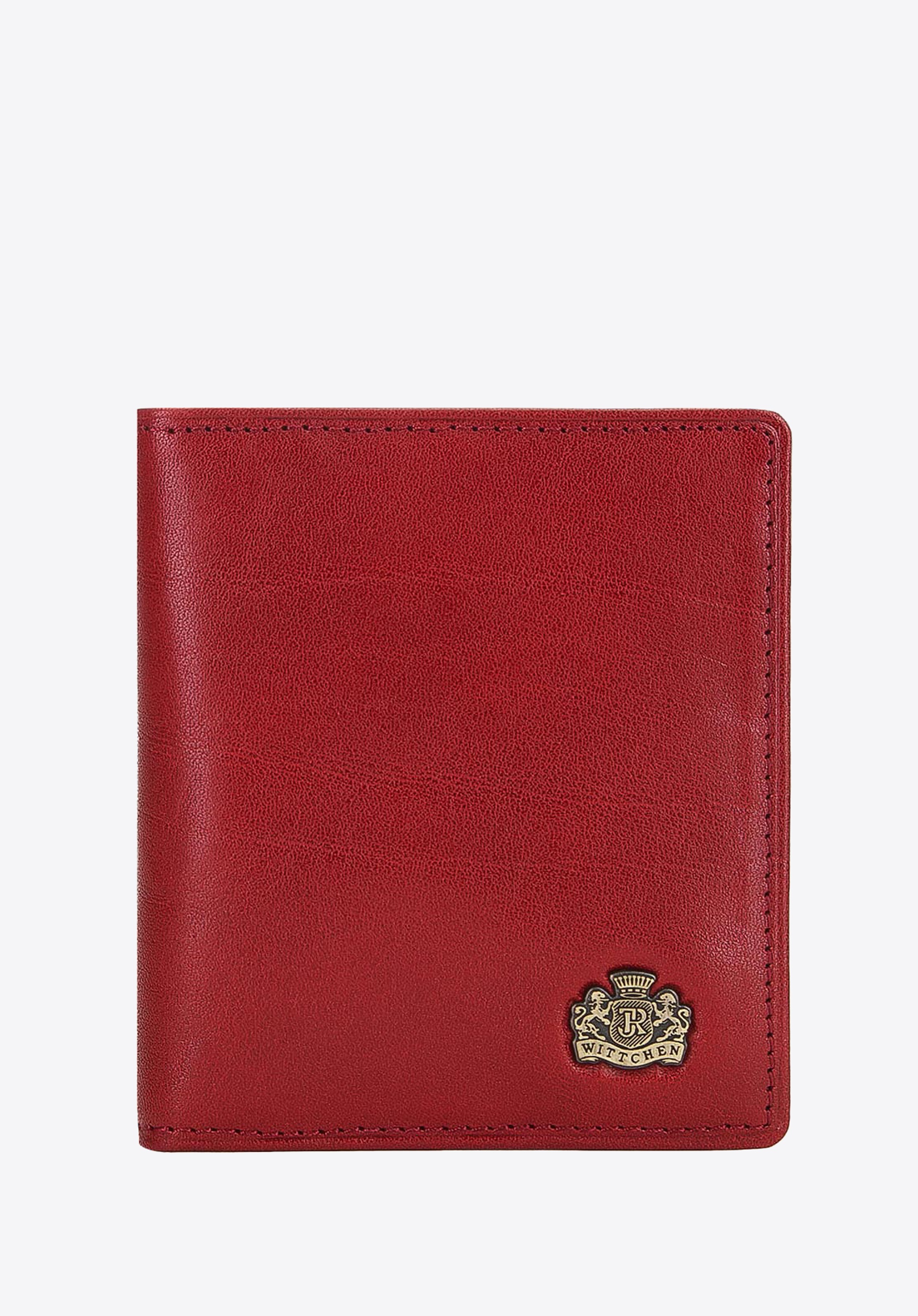 Etui na karty ze skóry z herbem bez zapięcia czerwone