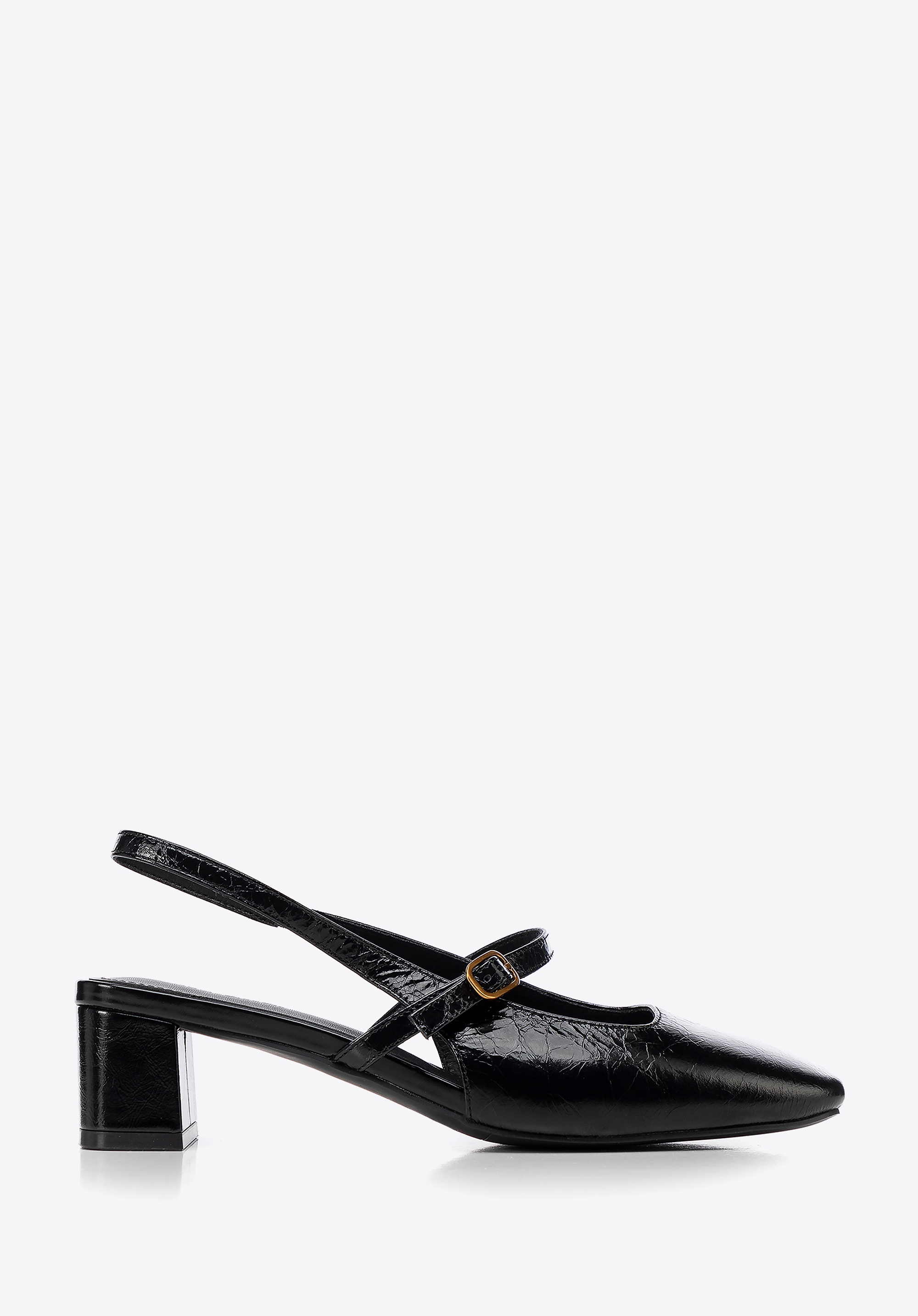 Damskie czółenka Mary Jane na niskim słupku czarne