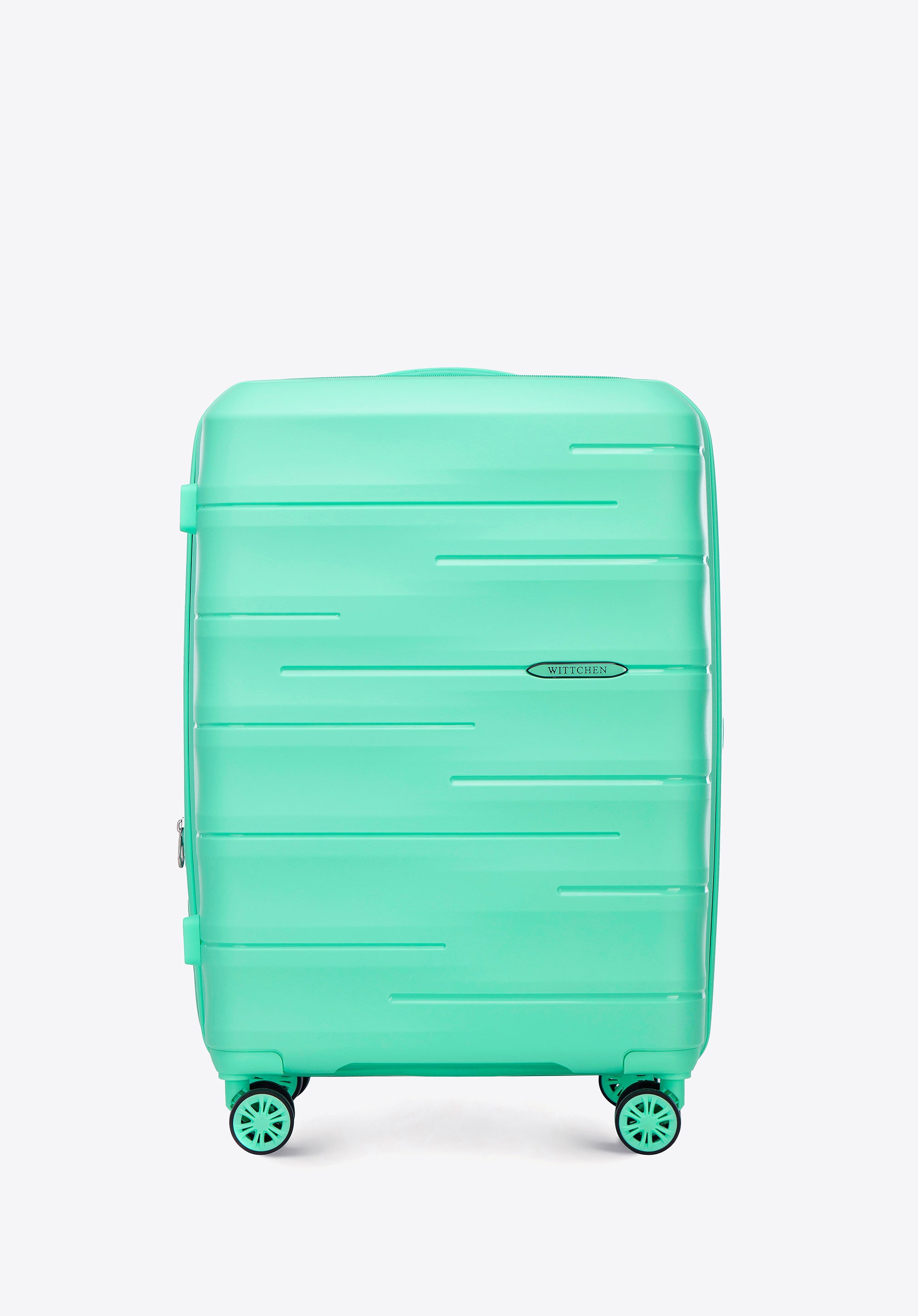 Średnia walizka z polipropylenu w tłoczone paski zielona