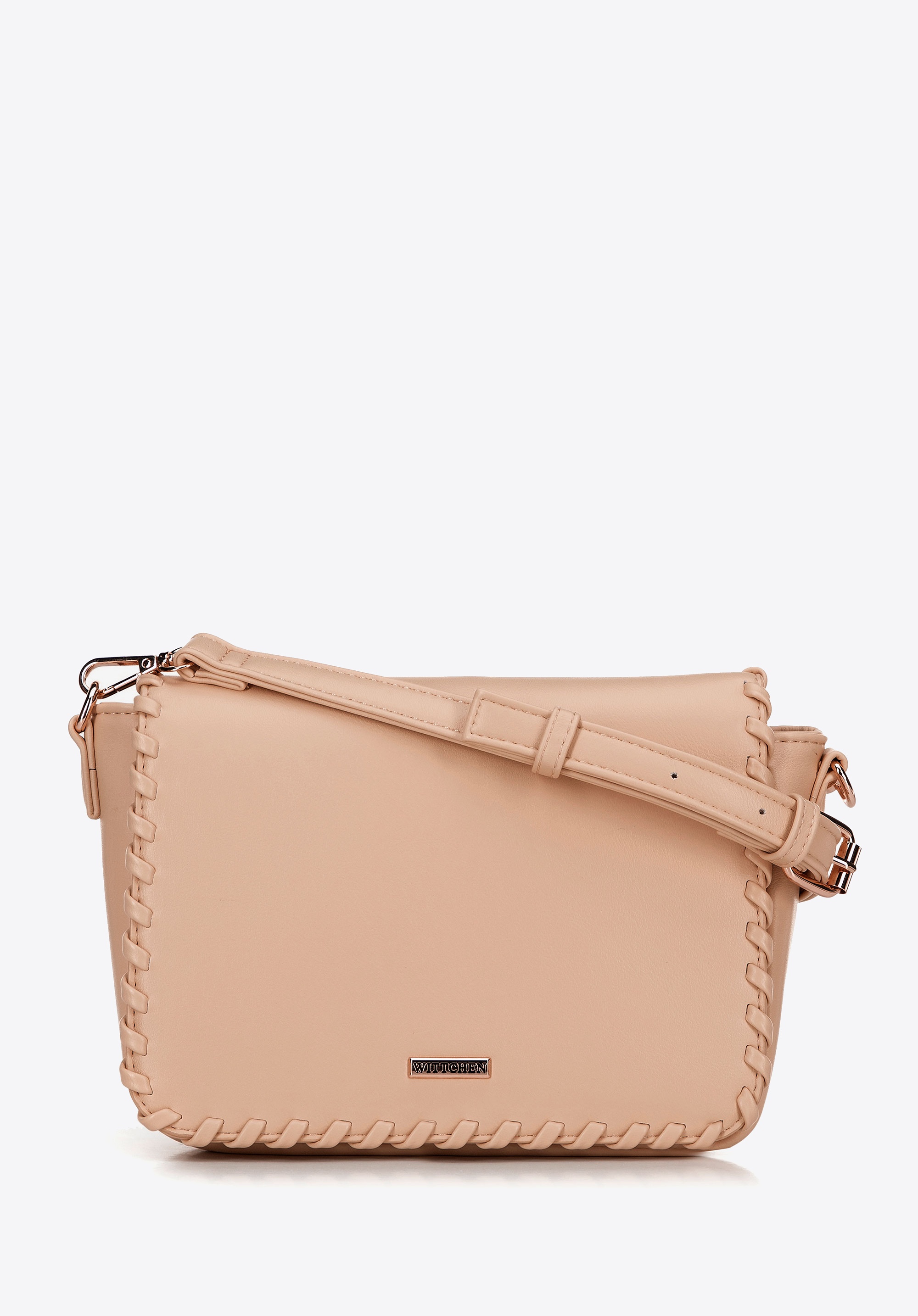 Damska crossbody z obszytą klapą beżowa