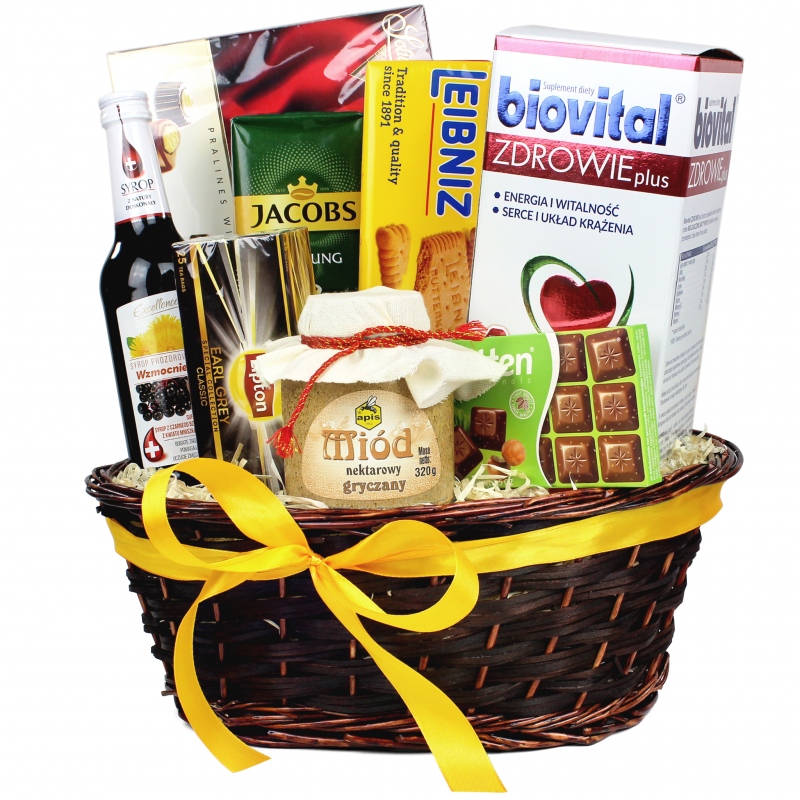 Kosz Delikatesowy Z życzeniami zdrowia - Z Dostawą Pod Drzwi - Idealny Prezent Na Święta