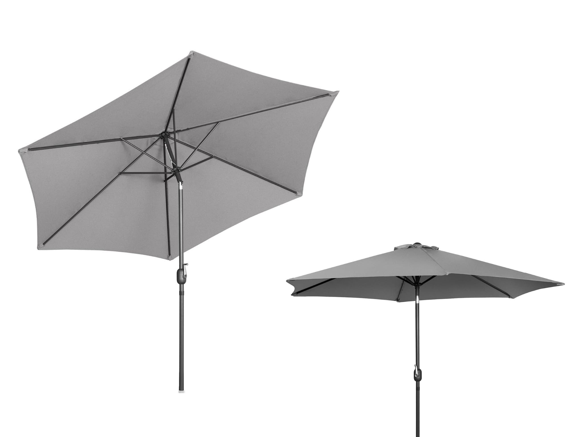 Parasol ogrodowy sześciokątny 300 cm, odchylany, szary