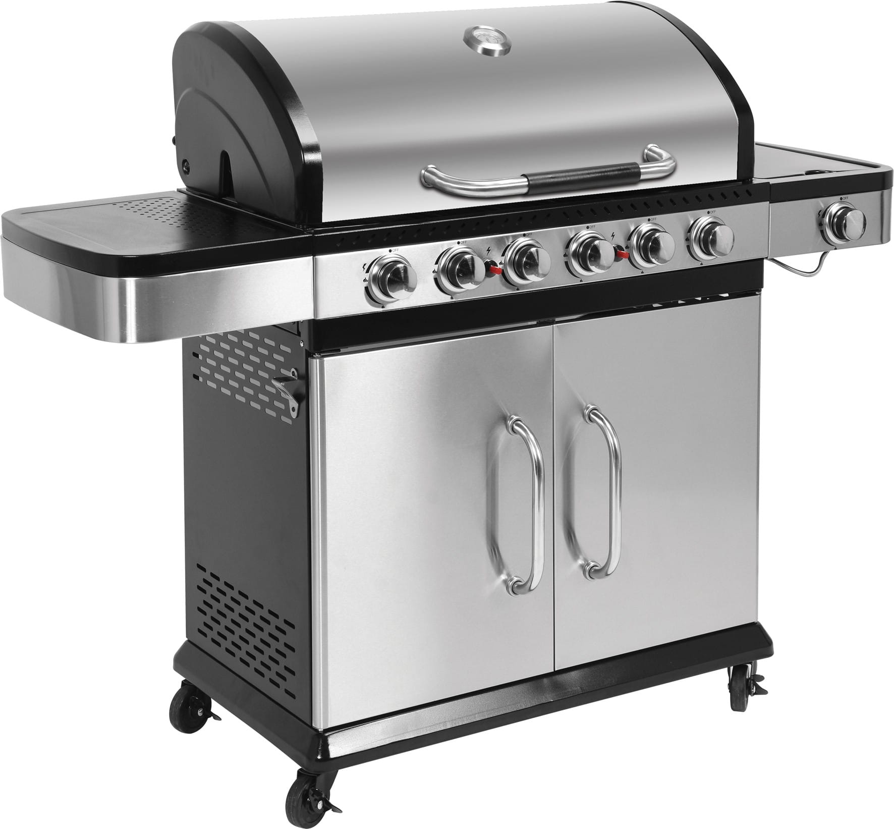 Grill gazowy z szafką, 6 palników + palnik pomocniczy