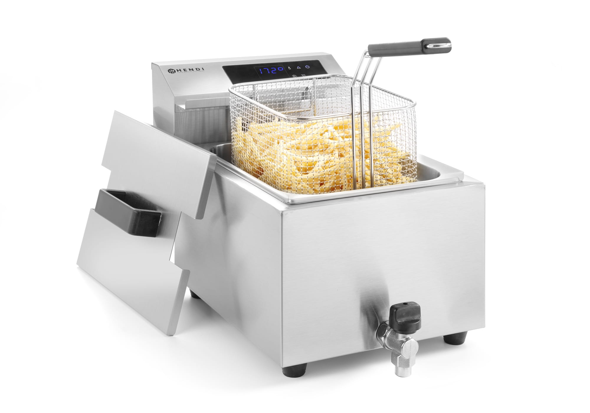 Frytownica 8 litrów z cyfrowym panelem i kranikiem Hendi