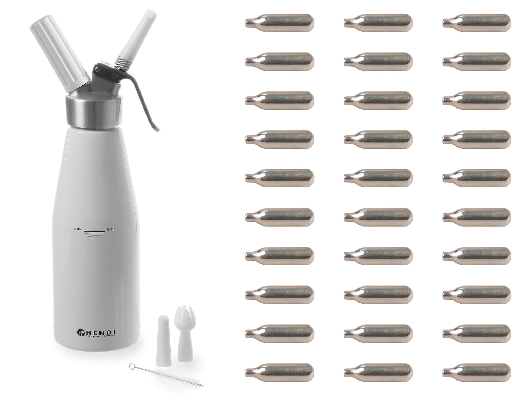 Syfon do bitej śmietany 1L Hendi aluminiowy Kitchen Line + 30 nabojów