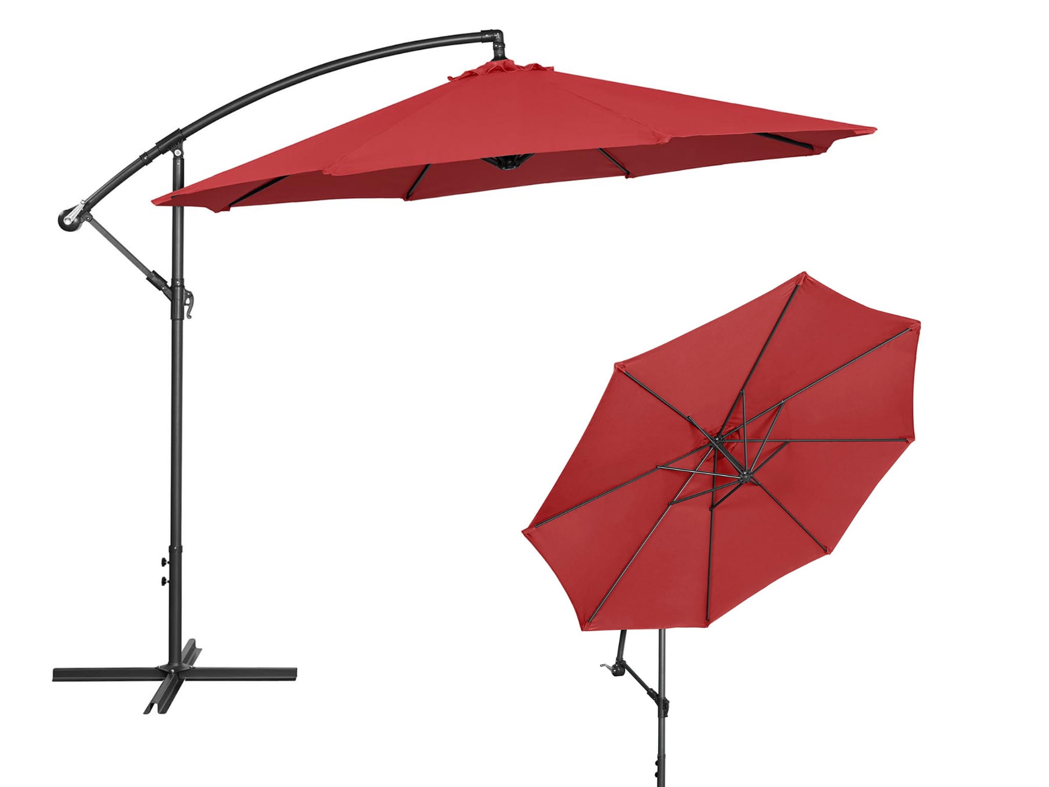 Parasol ogrodowy wiszący odchylany 3m bordowy