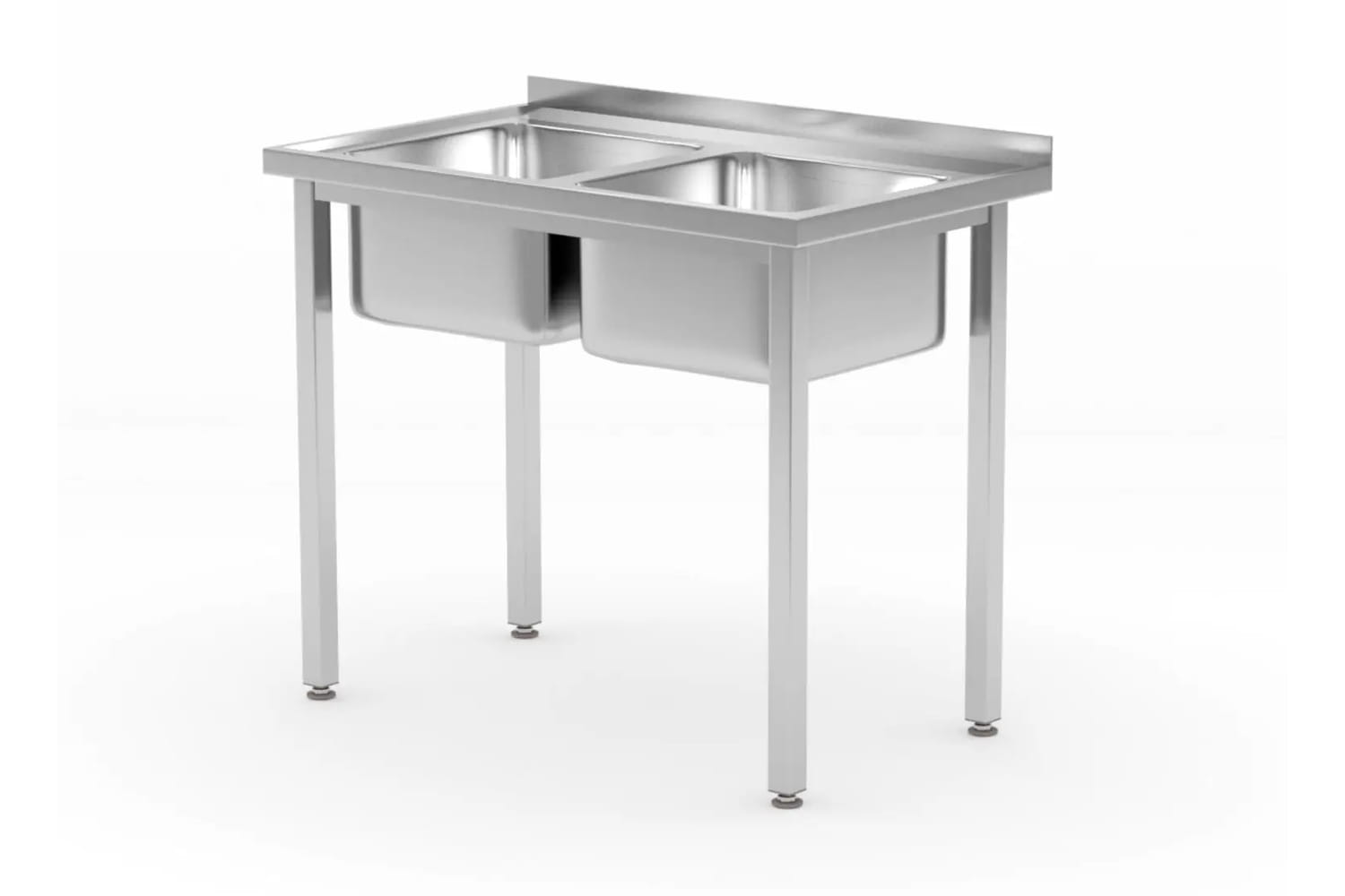 Stół z 2 zlewami 100 x 60 x 85 cm, skręcany z rantem | 817049