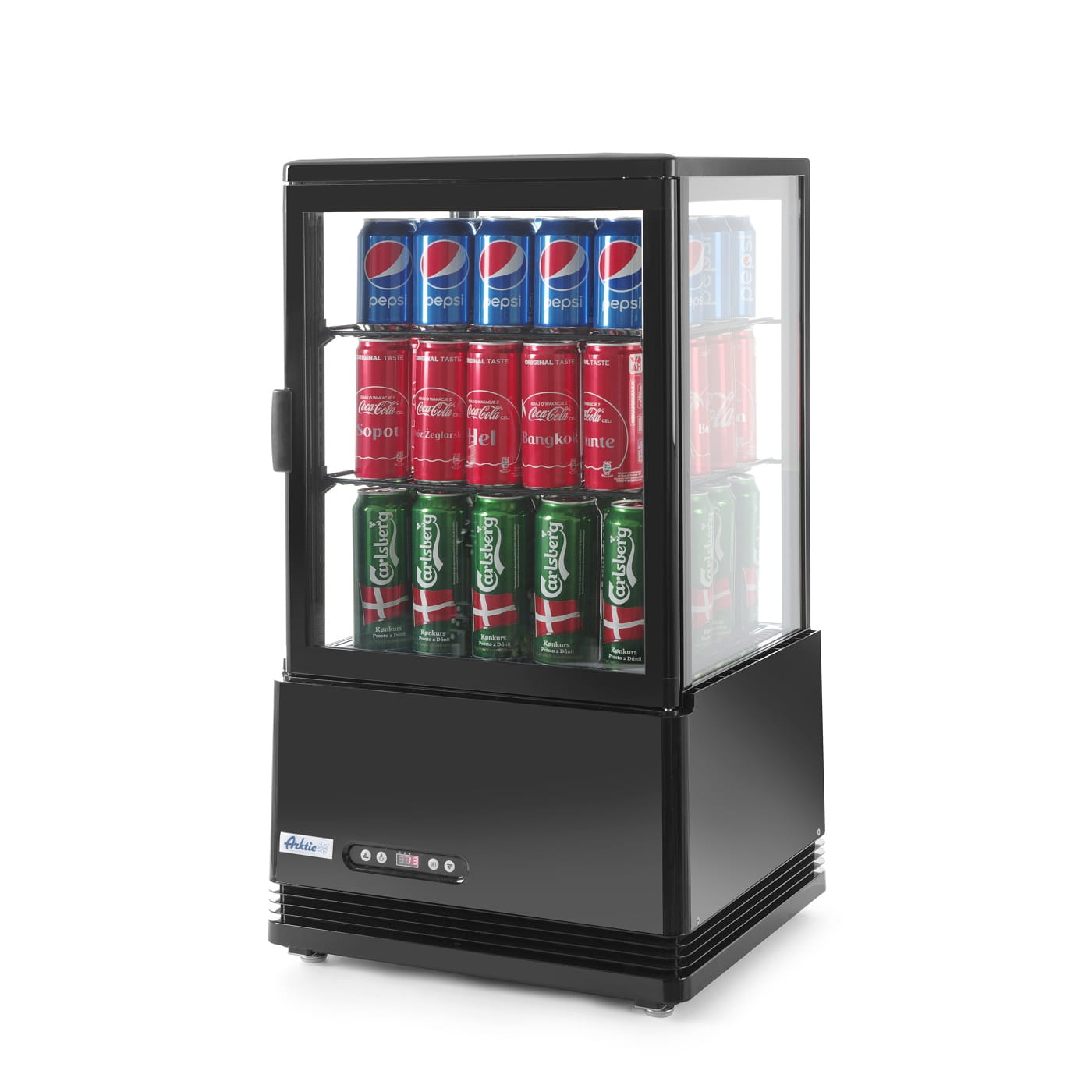 Witryna chłodnicza z oświetleniem czarna 58L Hendi