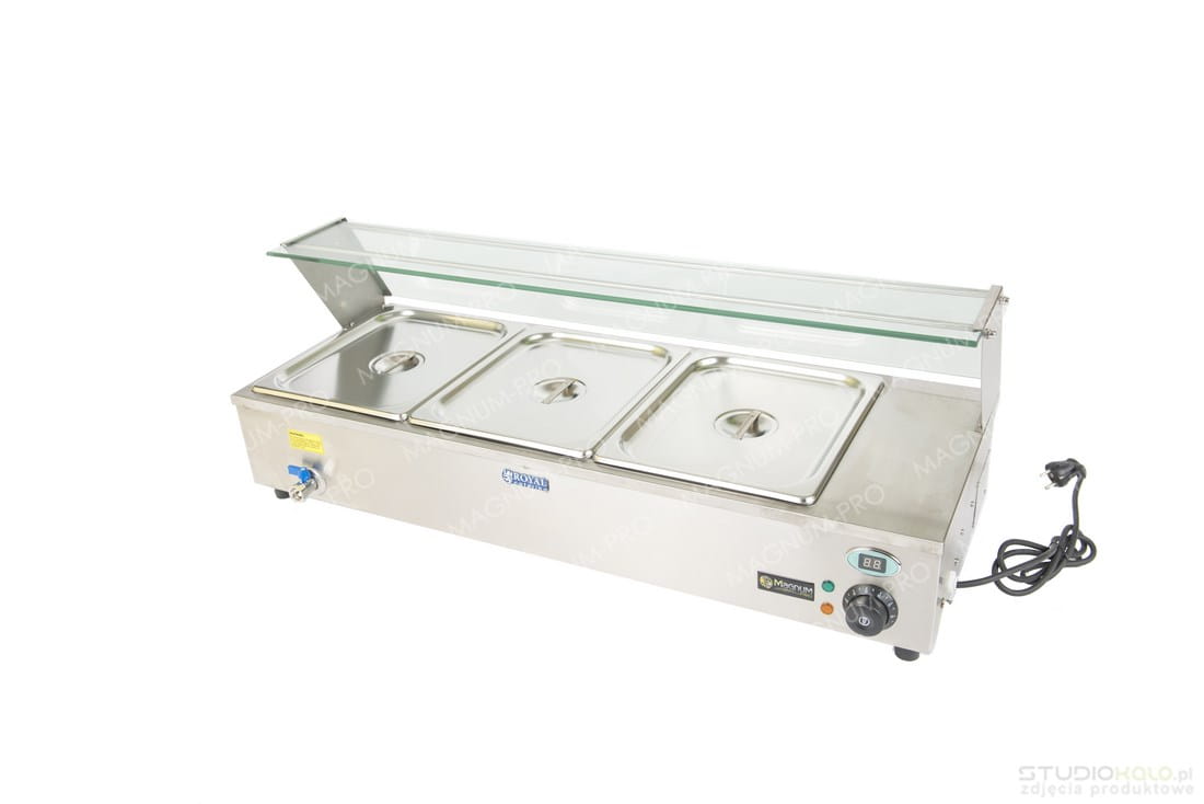 Witryna grzewcza, ciepły bufet z 3 pojemnikami GN 1/2 1300W