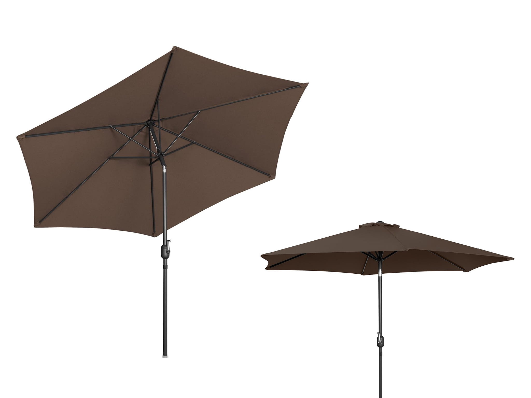 Parasol ogrodowy sześciokątny 300 cm, odchylany, brązowy