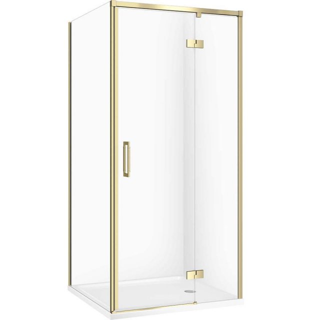 CERSANIT Kabina prysznicowa LARGA złota, prawa 90x90 szkło transparen
