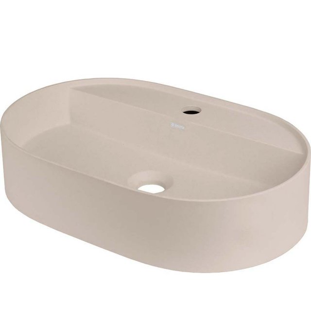 DEANTE Umywalka nablatowa SILIA z wyspą na baterię granitowa owalna b