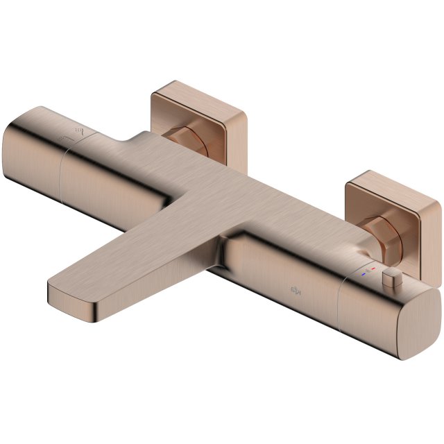 KFA Bateria wannowa MALAGA termostatyczna ścienna różowa złota szczot