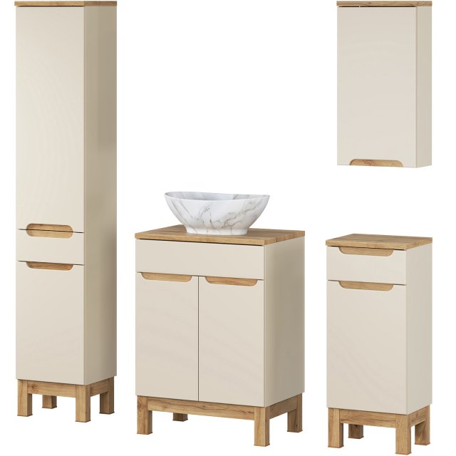 COMAD Zestaw mebli BALI CASHMERE 3 szafki, blat WOTAN 60 cm, słupek 3