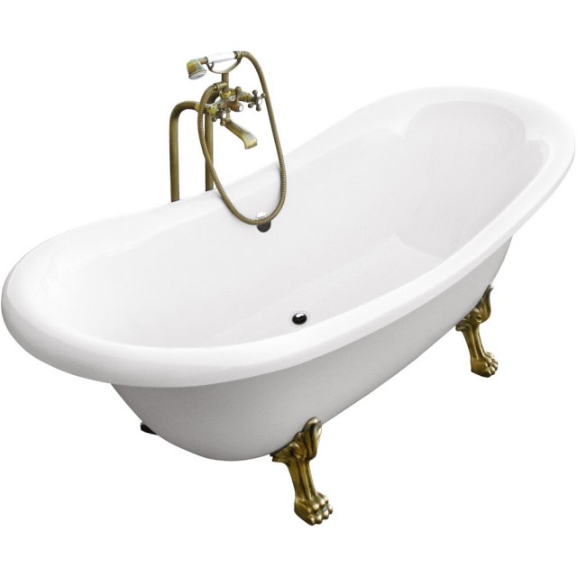 BESCO Wanna wolnostojąca AMELIA 190x77 cm nogi złote #WKA-190W+ZL