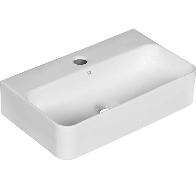 LAVEO Umywalka nablatowa/ścienna KVADRATO 45 cm ceramiczna z miejscem