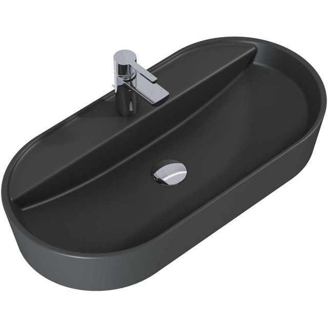 ELITA Umywalka nablatowa BABETTE 82x42 blat, ceram anthracite matt 14