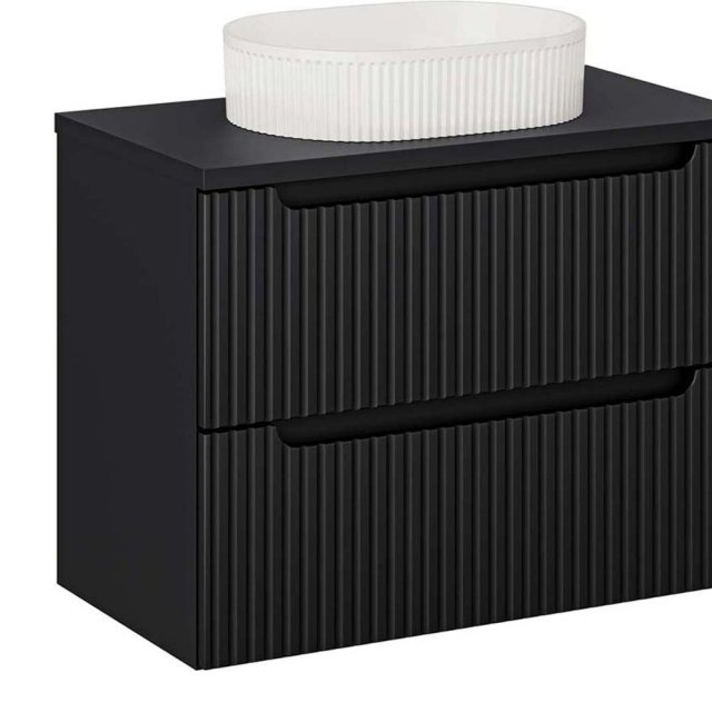 COMAD Zestaw mebli NOVA BLACK szafka z blatem 80 cm, umywalka BEYOND