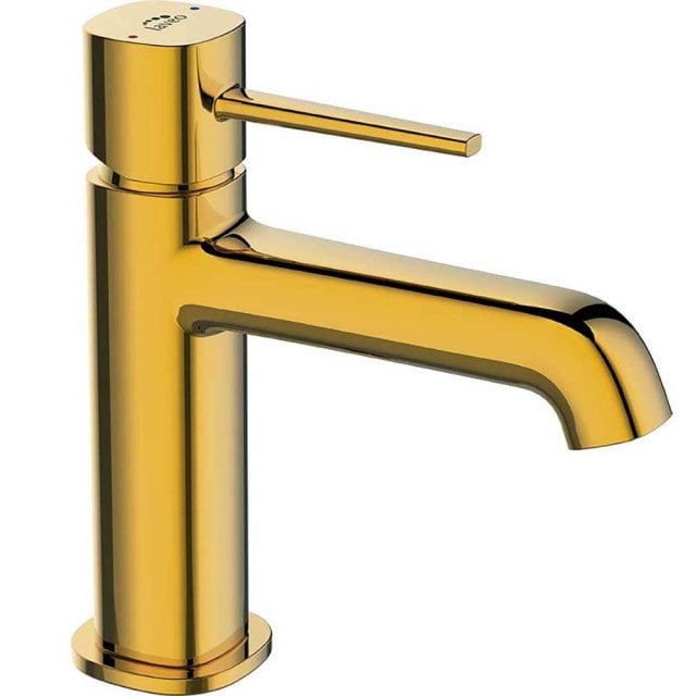 LAVEO Bateria umywalkowa stojąca POLA z korkiem klik-klak złota BAP_G